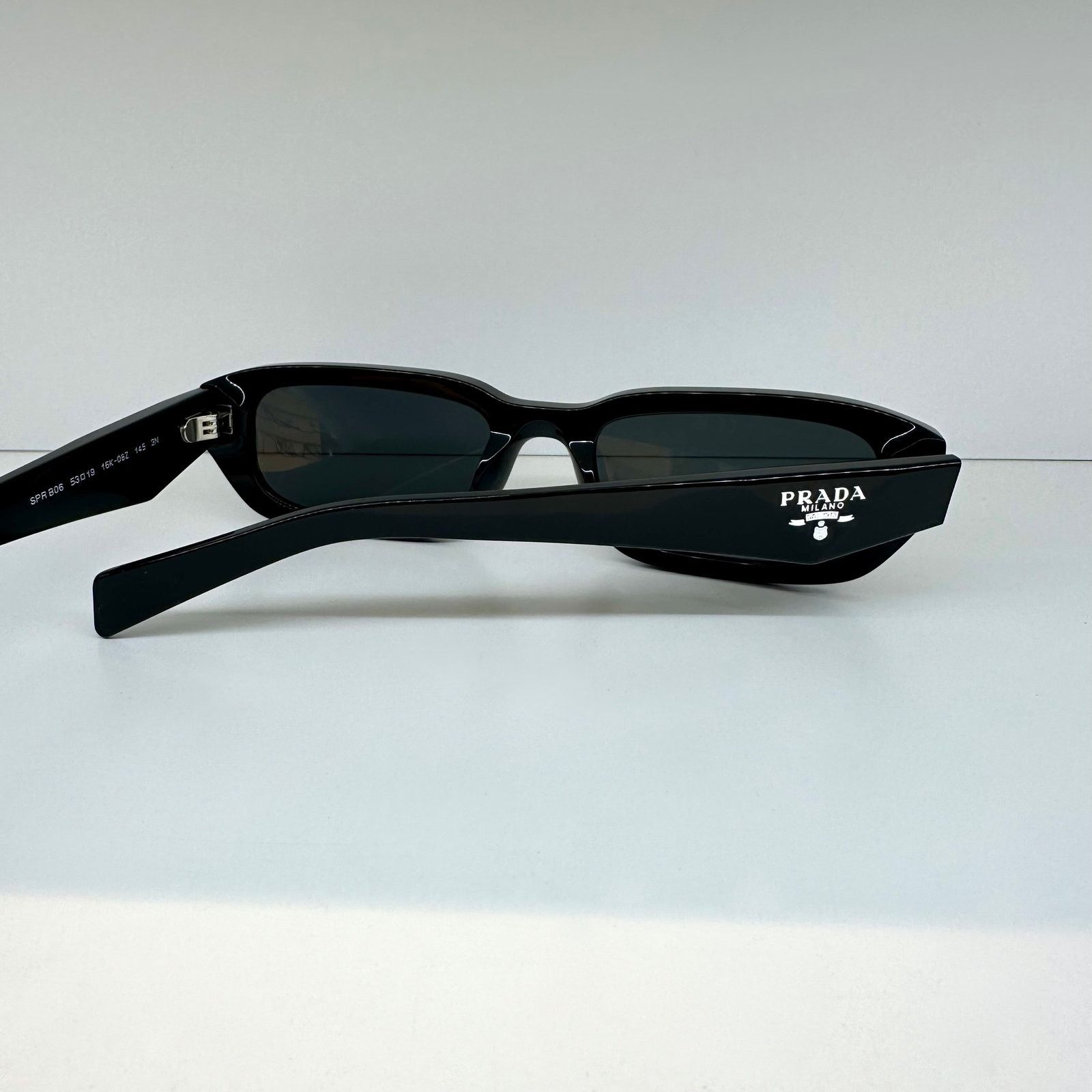 Prada New PRADA Sunglasses Black Symbole Logo Rectangle Gray Lens Size ONE SIZE - 4 Thumbnail