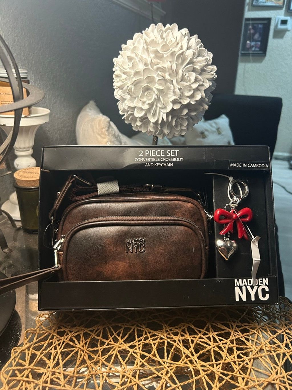 Madden NYC Madden NYC Brown Crossbody Bag One Size wRed Keychain Size ONE SIZE - 3 Thumbnail
