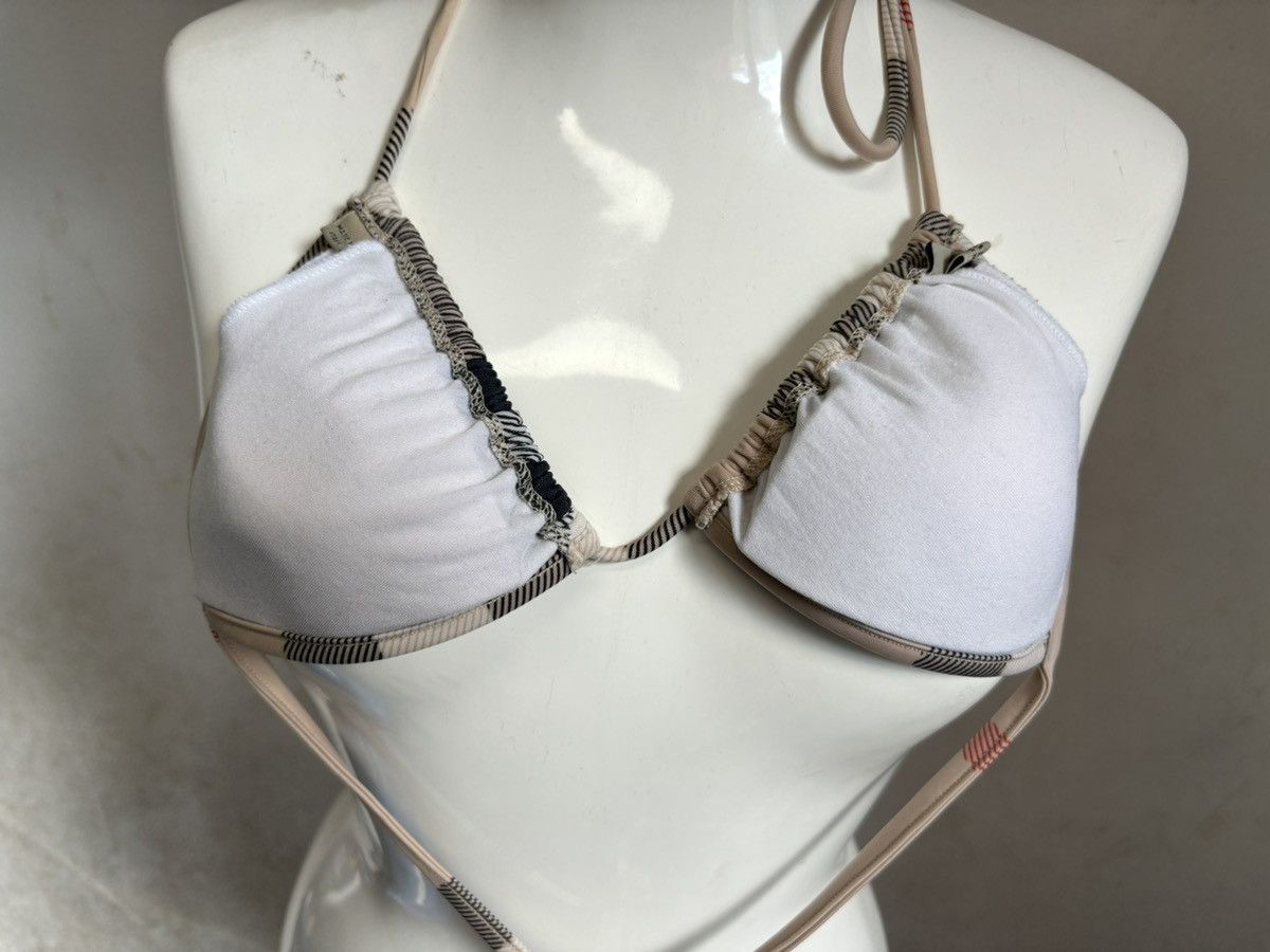 Burberry RARE Nova Check Swimsuit Stripe Trim Triangle Bikini Top Bra Size ONE SIZE - 17 Thumbnail
