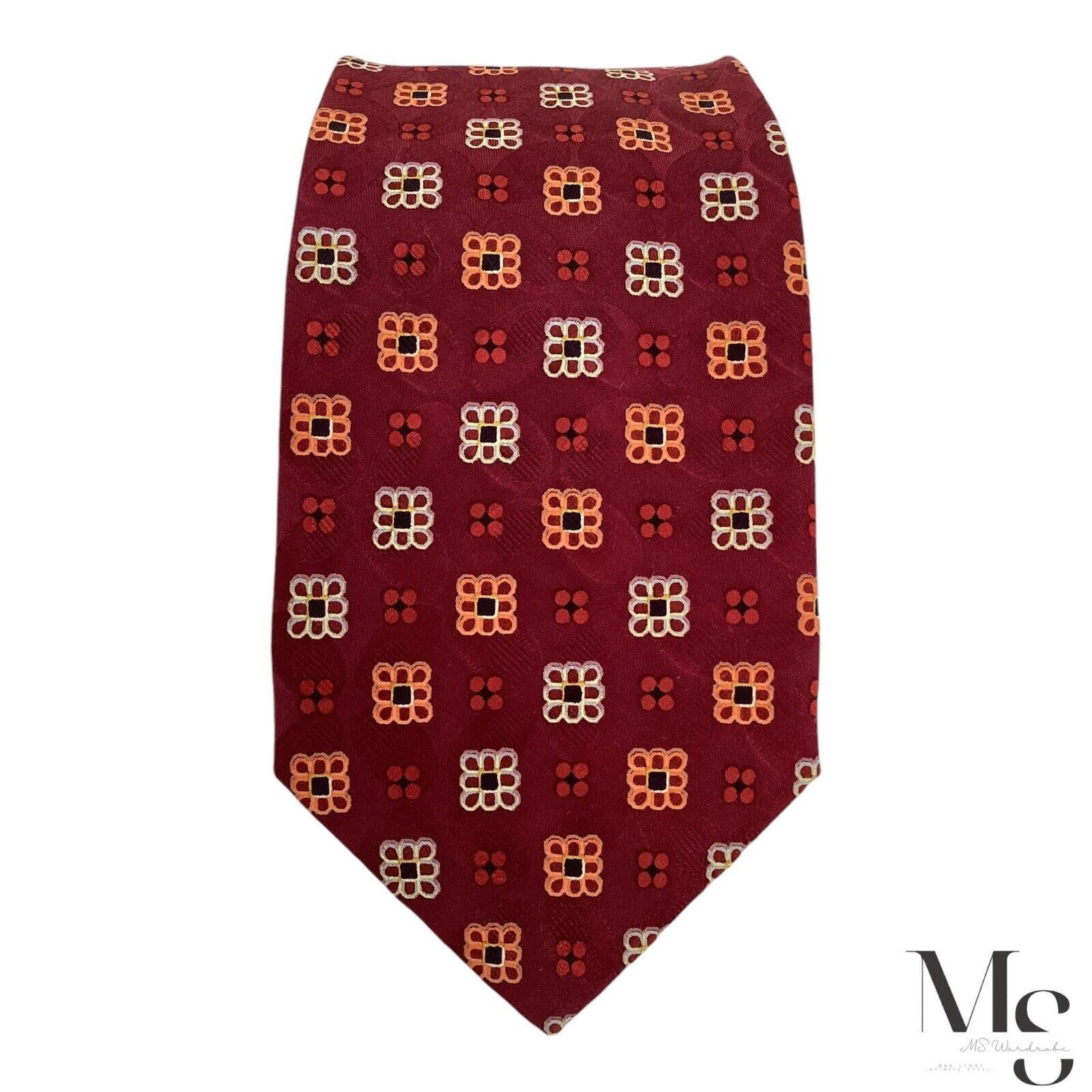 Ermenegildo Zegna ERMENEGILDO ZEGNA Burgundy Geometric Silk Tie Made In Italy Size ONE SIZE - 3 Thumbnail
