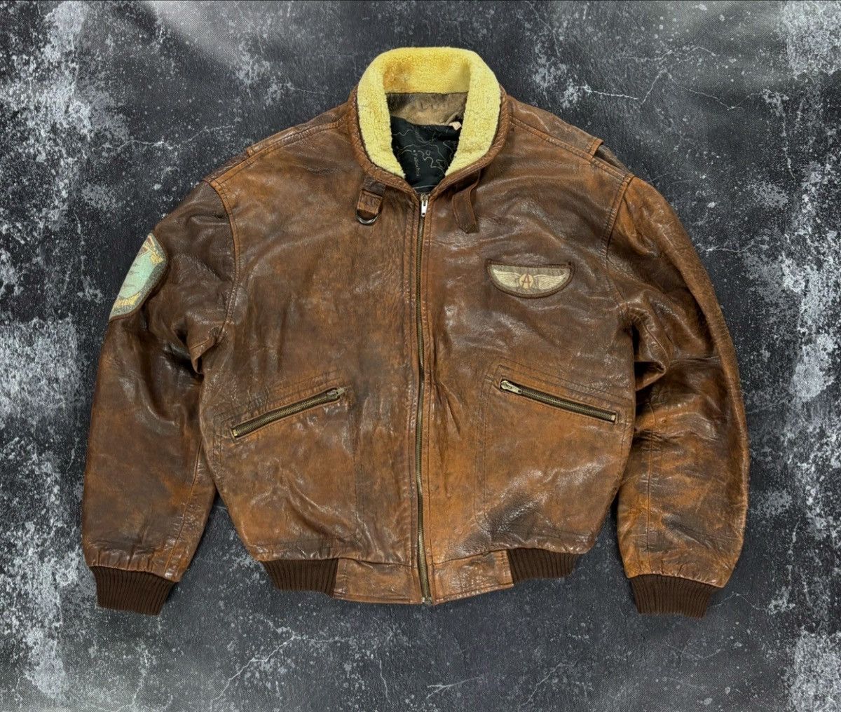 Vintage Avirex style leather bomber jacket Size US L / EU 52-54 / 3 - 3 Thumbnail