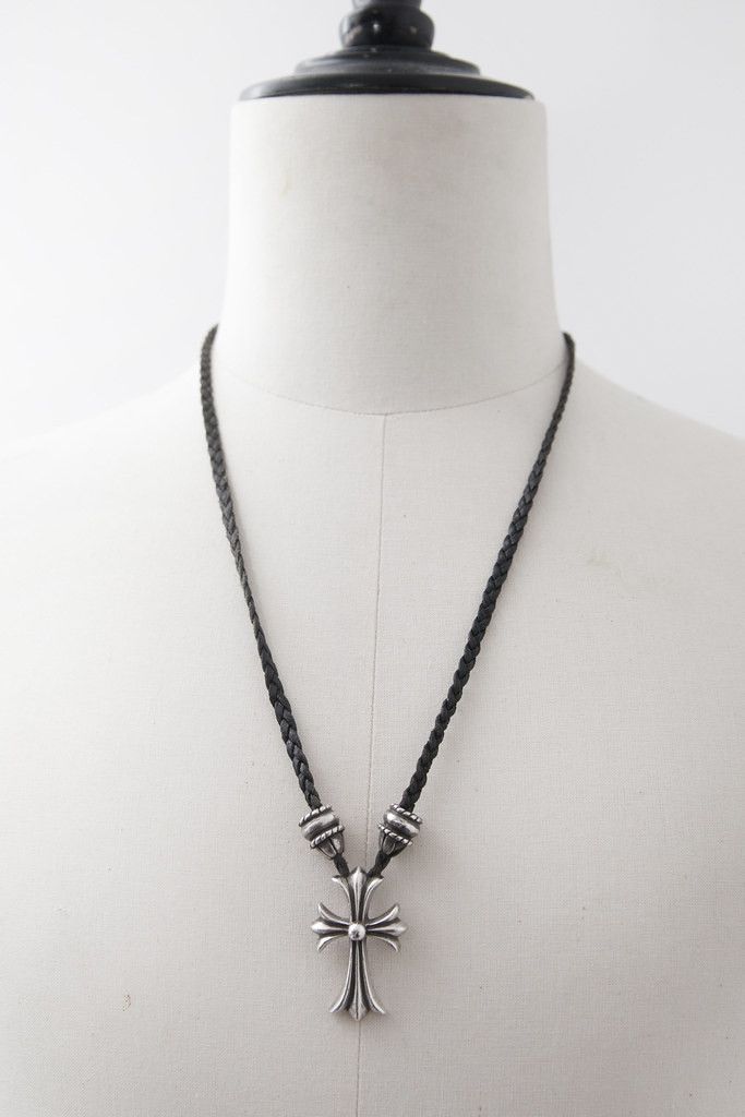 image of Chrome Hearts Bolo Tie Cross Necklace in Silver, Men's
