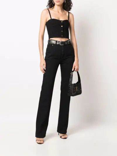 Saint Laurent Paris o1s1wg111024 Denim Corset Top in Black Size M / US 6-8 / IT 42-44 - 2 Thumbnail