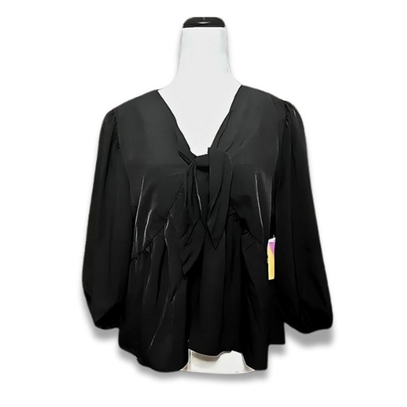 Other Riley & Rae Peplum Blouse Knot Front 1/2Sleeves Black XL NWT Size XL / US 12-14 / IT 48-50 - 2 Thumbnail
