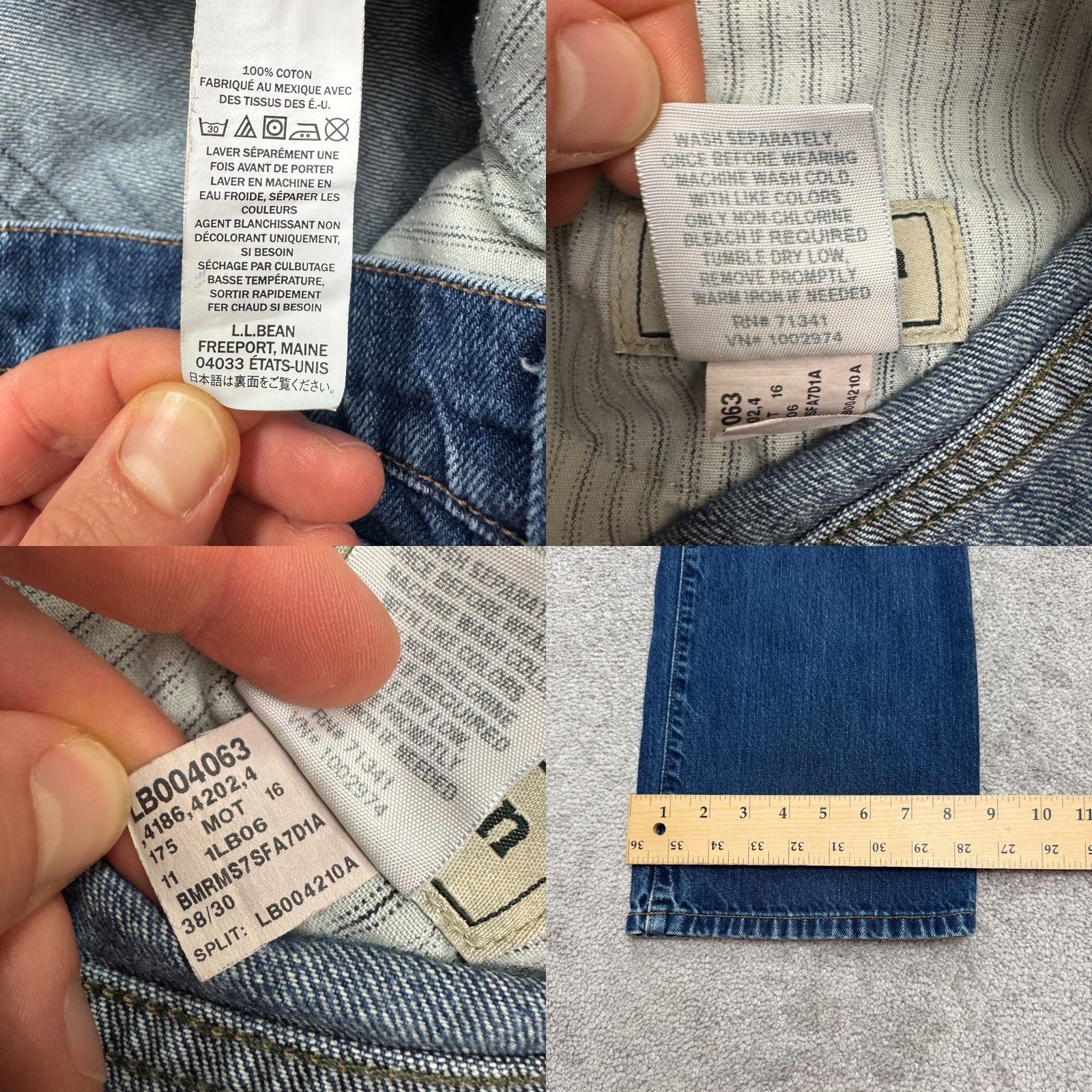 Vintage L.L. Bean Jeans Mens 38x30 Denim Straight Classic Fit Blue Medium Wash 5-Pocket Cotton Denim Jeans Size US 38 / EU 54 - 8 Thumbnail