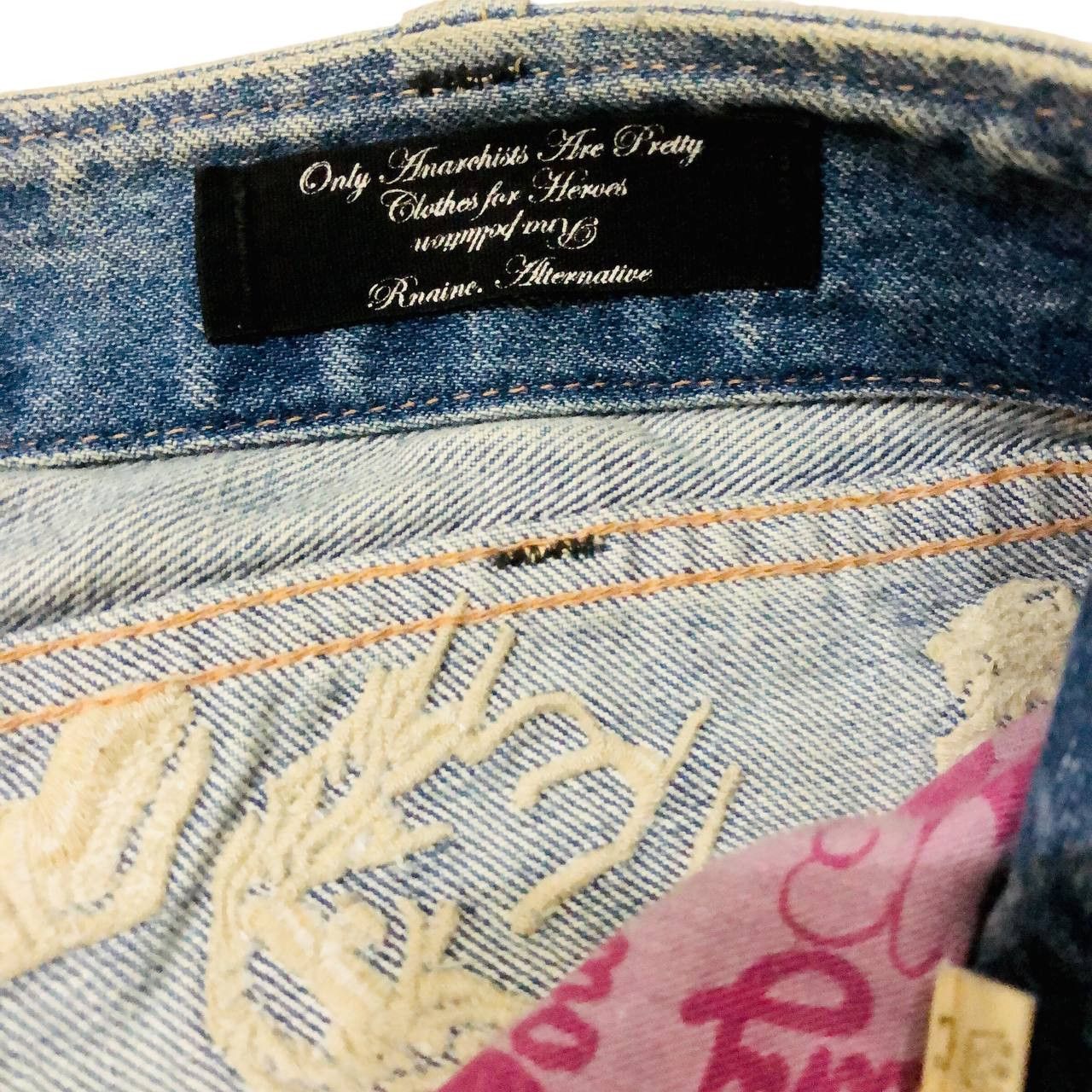 Japanese Brand RNA INC SLANG DISTRESSED EMRODERY DENIM Size US 30 / EU 46 - 4 Thumbnail
