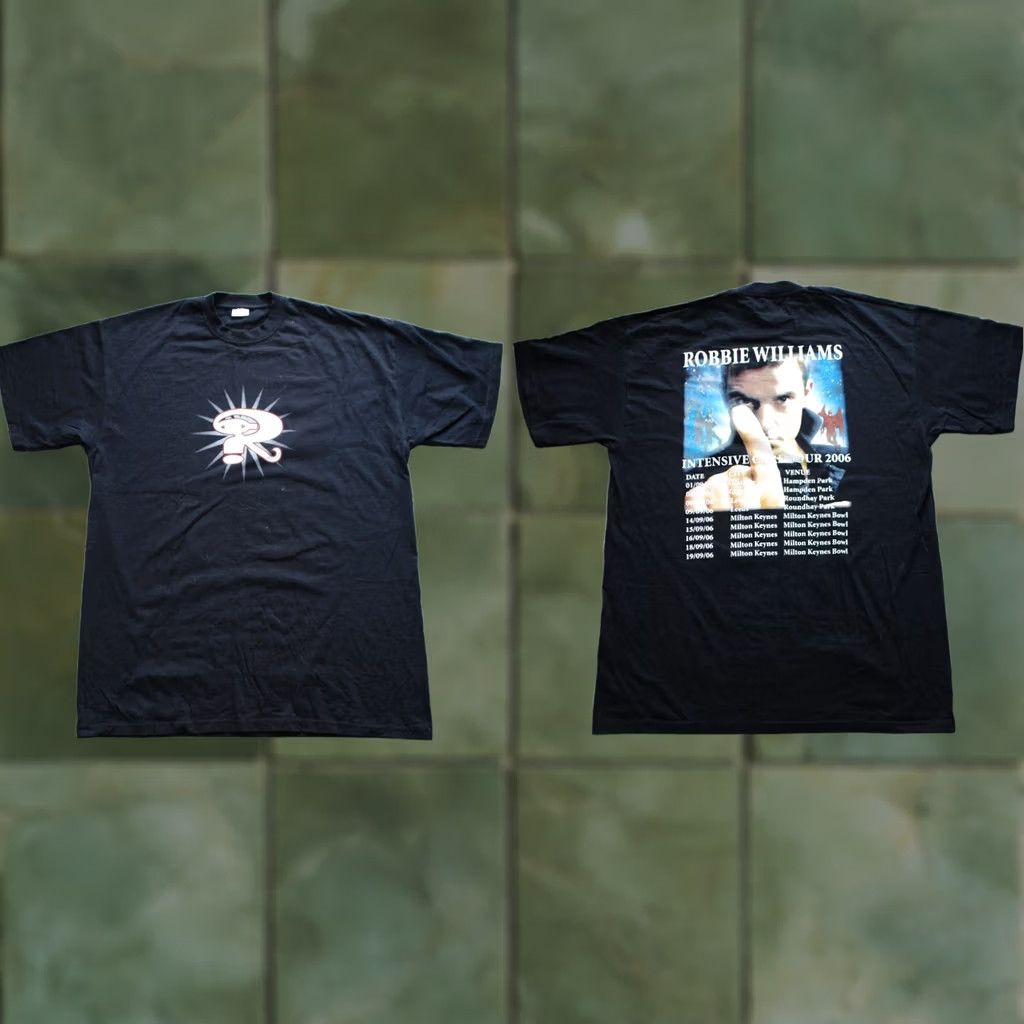 Vintage ROBBIE WILLIAMS INTENSIVE CARE TOUR T-SHIRT CREW NECK SIZE LARGE VINTAGE 2006 T-Shirt Mens L Black Graphic Print Vintage 2006 Size US L / EU 52-54 / 3 - 1 Thumbnail