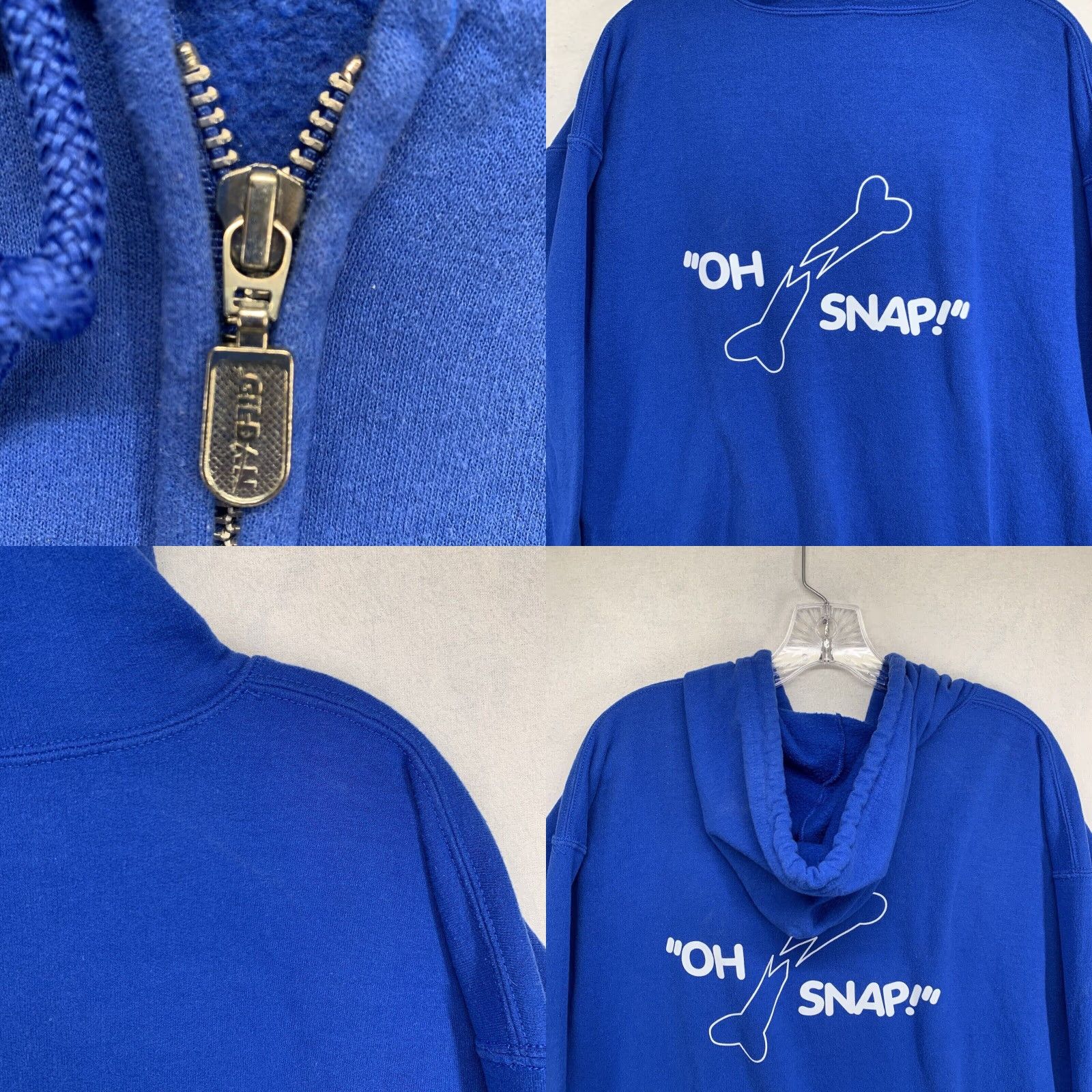 Gildan VINTAGE Gildan Radiology Graphic Hoodie Pullover Large Blue Zip Hooded Sweatshirt 90s Mens Size US L / EU 52-54 / 3 - 8 Thumbnail