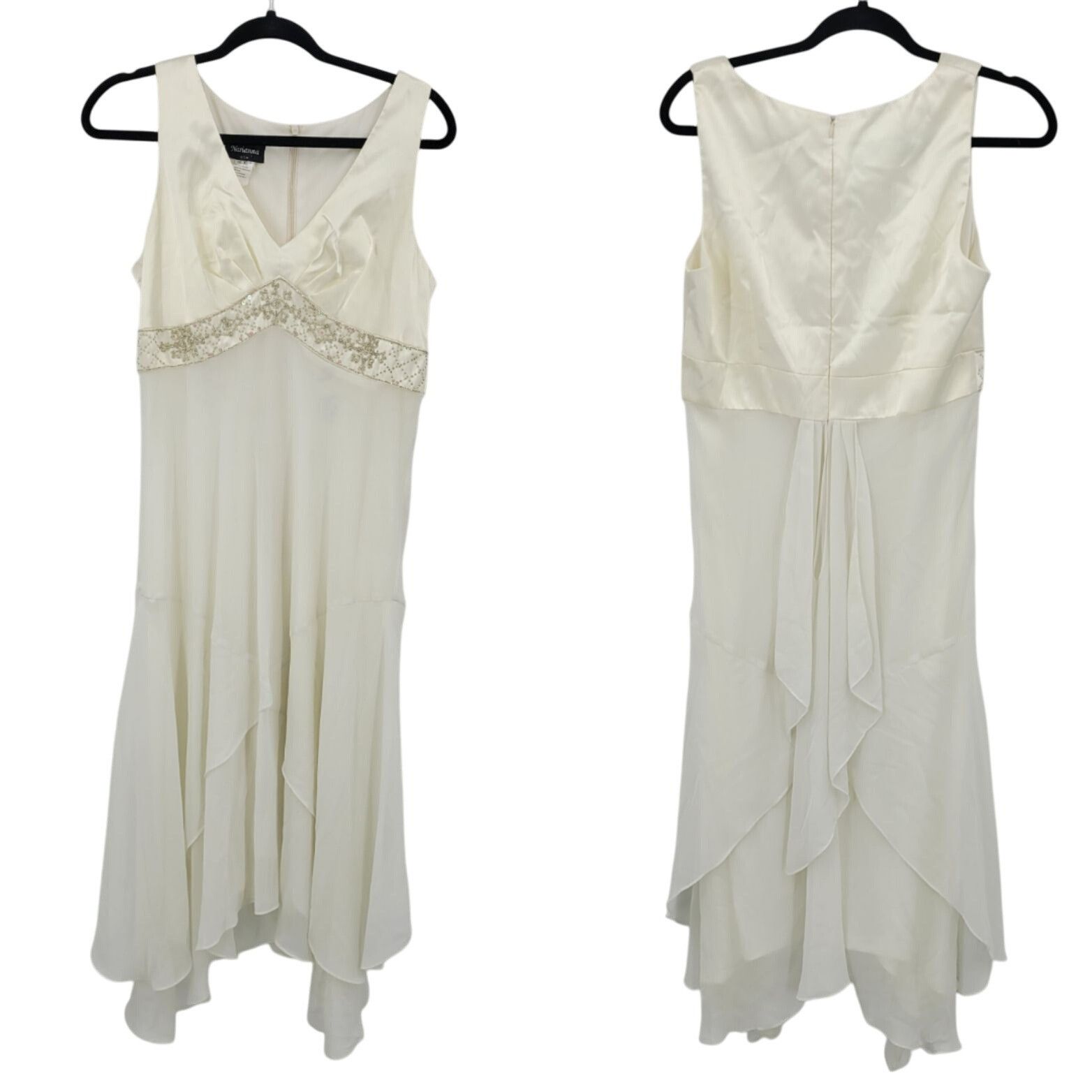 Vintage 90s Ivory Satin Chiffon Tiered Lingerie Nightgown Sz XL Rhin Size XL / US 12-14 / IT 48-50 - 12 Thumbnail