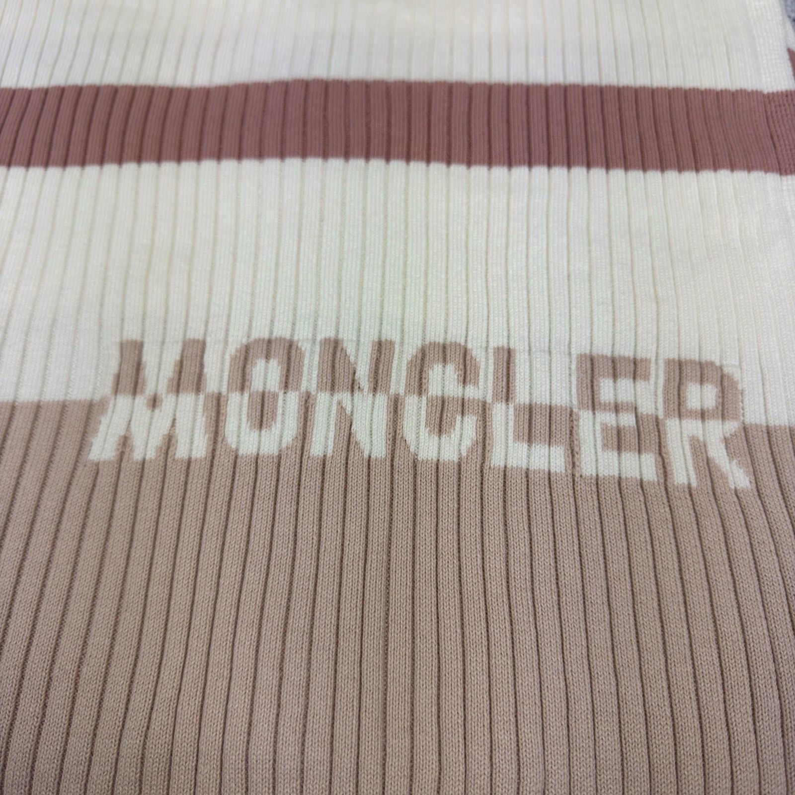 Moncler Moncler Coperta Tricot Women Pink White Cotton Striped Scarf Size ONE SIZE - 5 Thumbnail