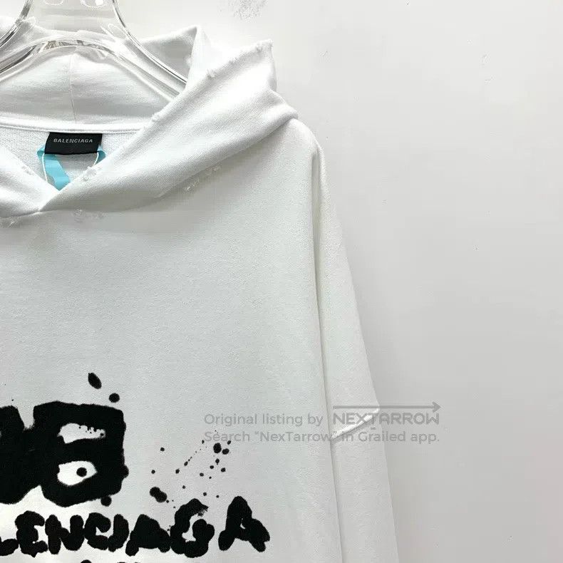 Balenciaga Balenciaga White Distressed Splatter Logo Printed Cotton H Size US M / EU 48-50 / 2 - 3 Thumbnail
