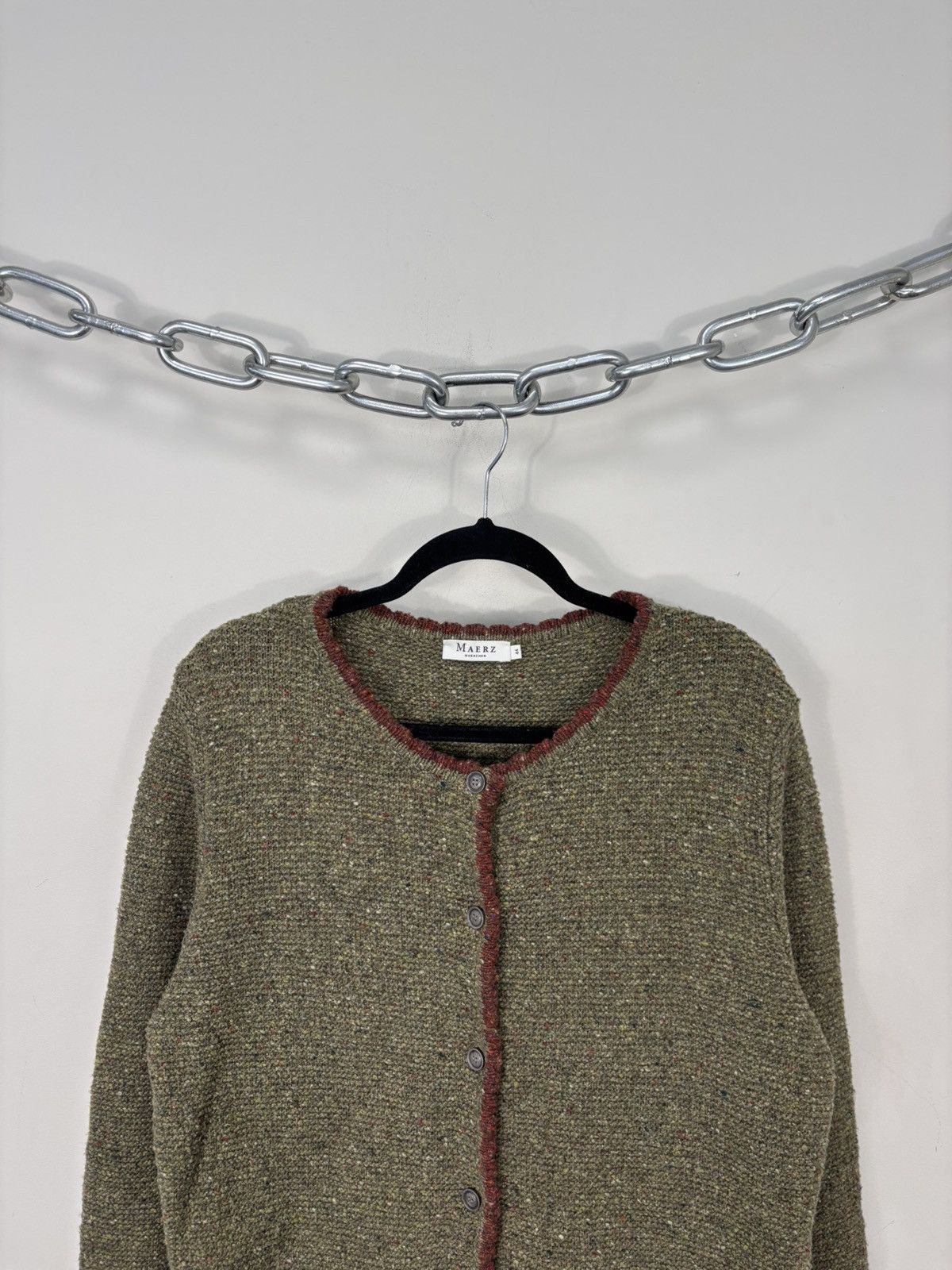 Other Maerz Muenchen Women’s Khaki Wool Blend Cardigan Sweater Size XL / US 12-14 / IT 48-50 - 4 Thumbnail