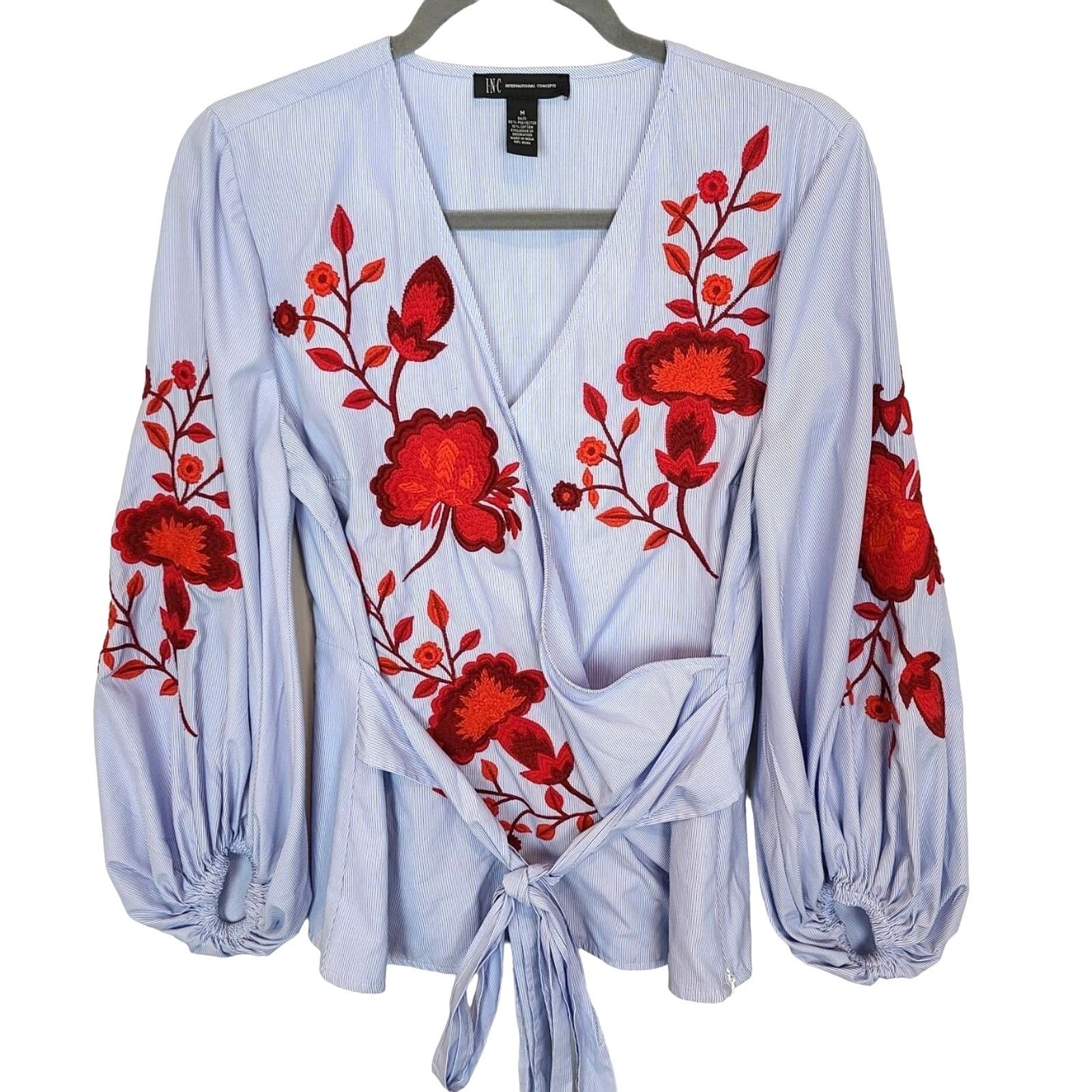 Incarnation INC International Concepts Womens Peasant Top Floral Embroid Size M / US 6-8 / IT 42-44 - 1 Thumbnail