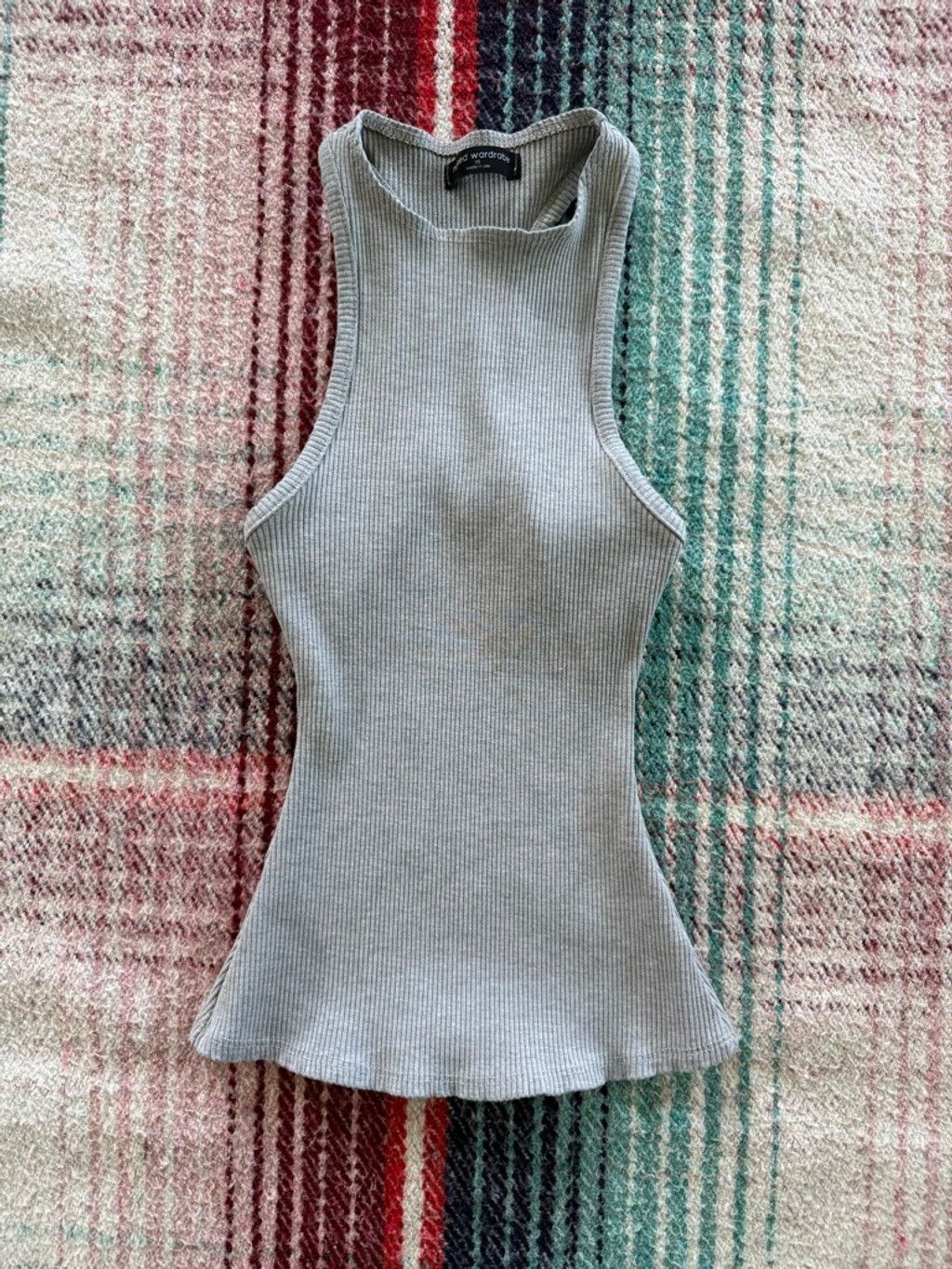 Vintage Women's Naked Wardrobe Gray Ribbed Racerback Tank Top XS Size XS / US 0-2 / IT 36-38 - 1 Thumbnail