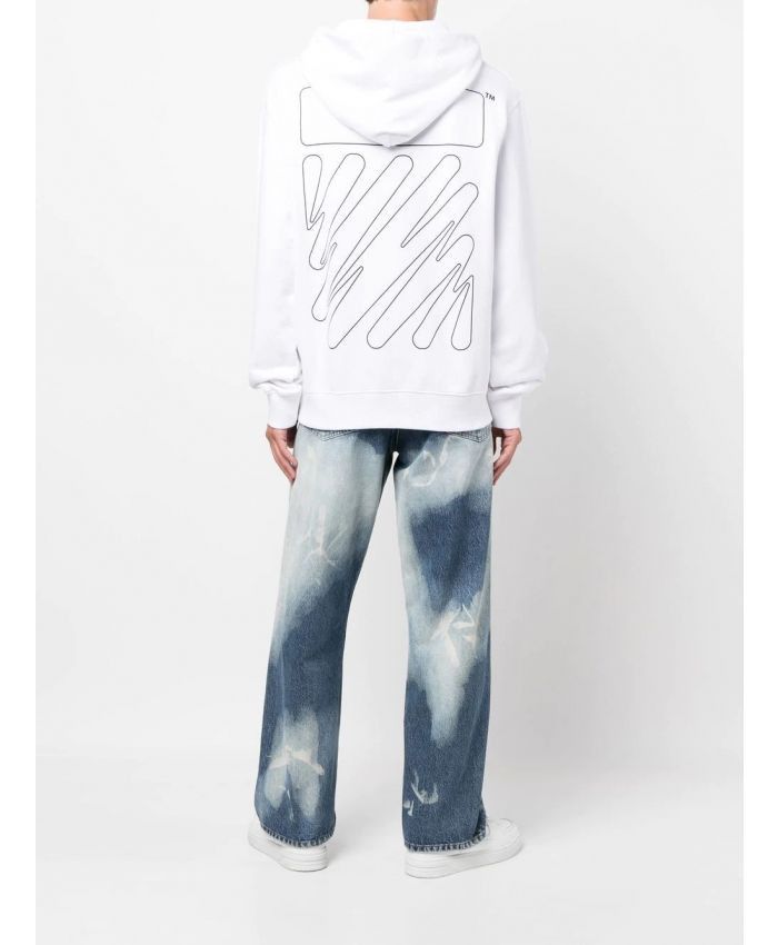 Off-White o1gr1nt1124 Wave Outl Diag Slim Hoodie in White Black Size US L / EU 52-54 / 3 - 4 Thumbnail