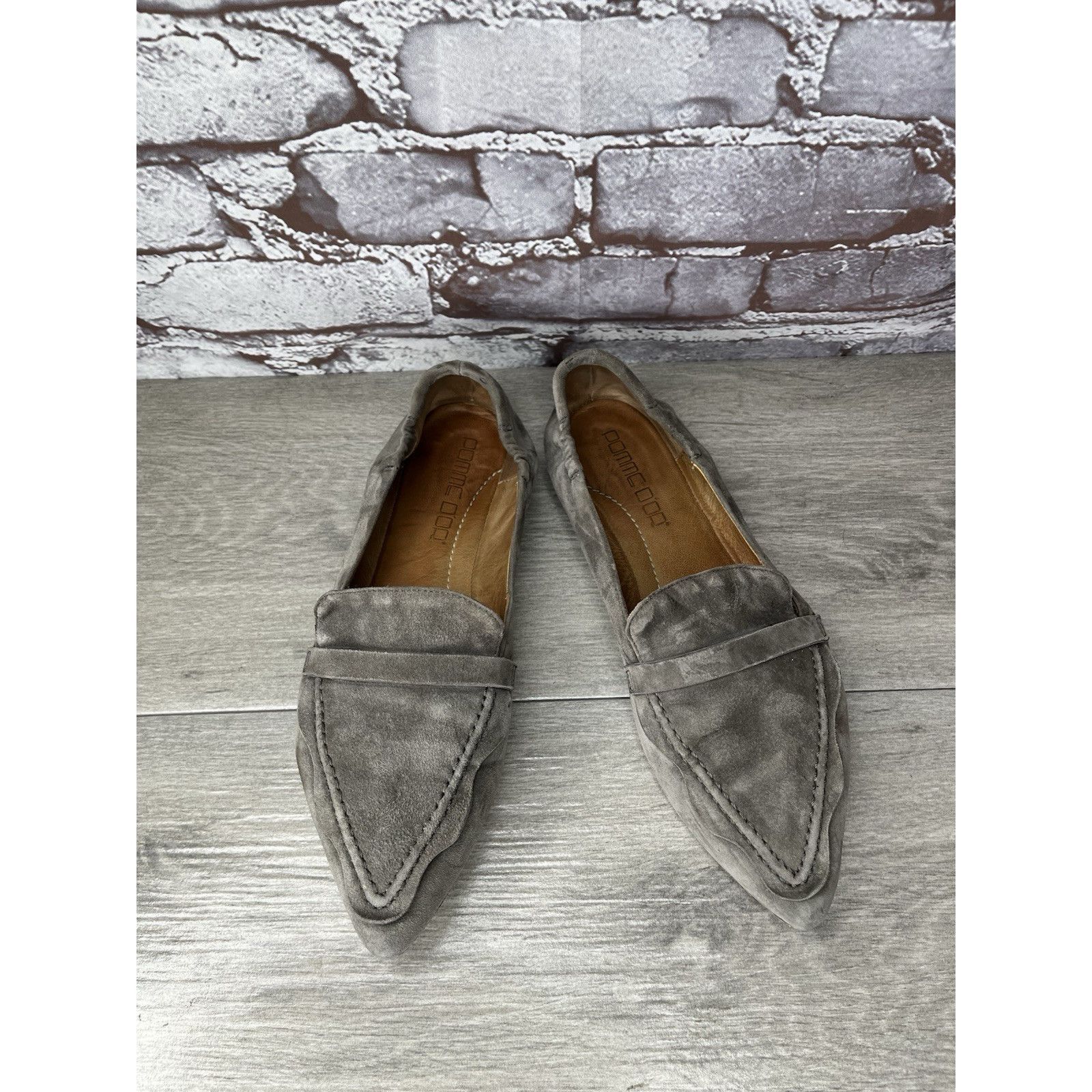 gomme Pomme D’or Gray Suede Leather Pointed Toe Ballet Flats Women Size US 7.5 / IT 37.5 - 13 Thumbnail