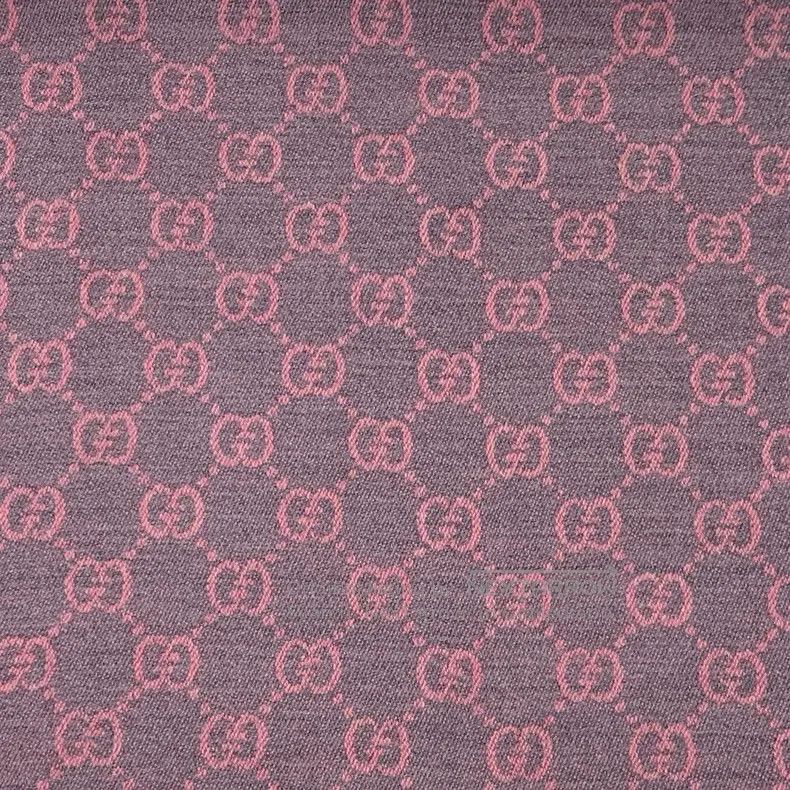Gucci Gucci Gray-pink logo jacquard full-print wool tassel scarf Size ONE SIZE - 2 Thumbnail