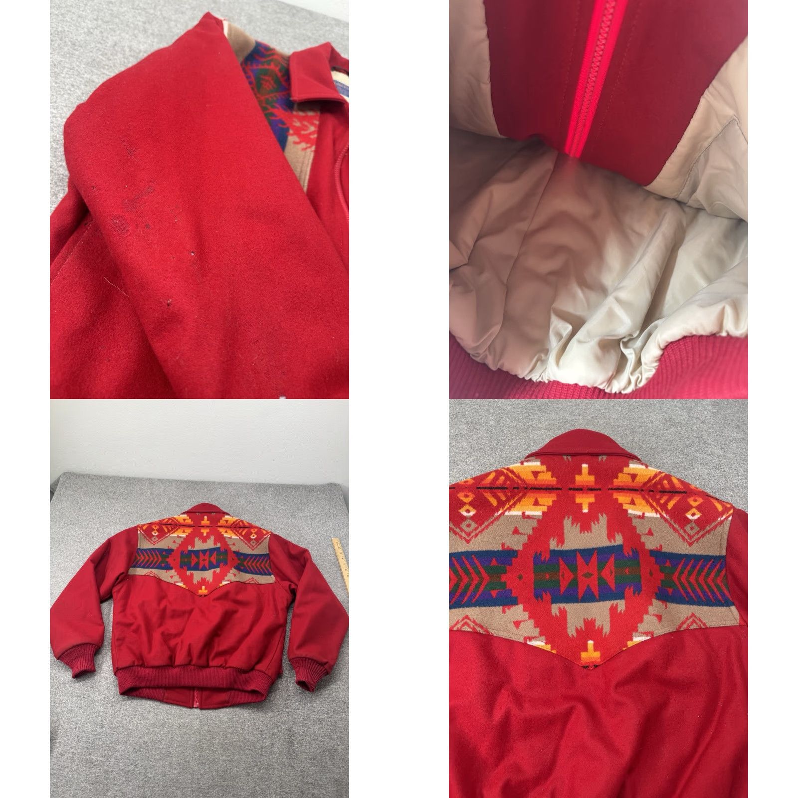 Pendleton VINTAGE Pendleton Jacket Mens M Red Wool Aztec Navajo High Grade Western USA Bomber Jacket Full Zip Pockets 90s Tribal USA Mens Size US M / EU 48-50 / 2 - 8 Thumbnail