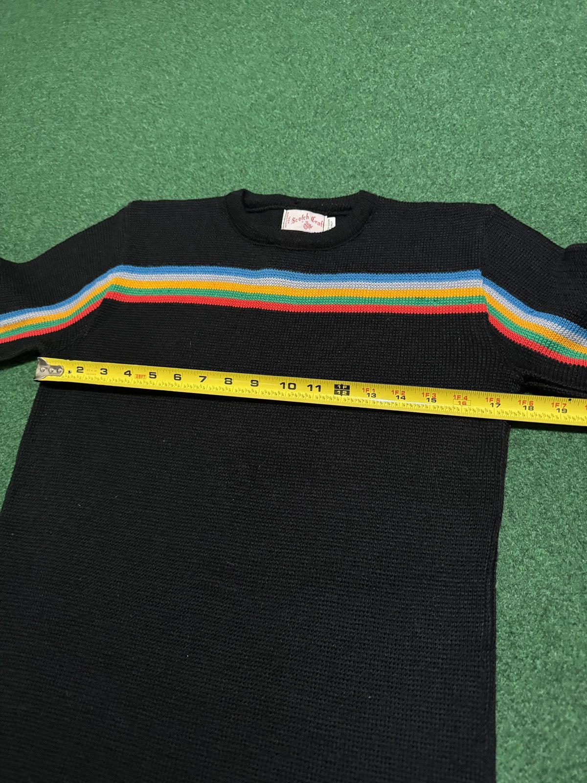 Vintage Scotch Craft Rainbow Stripe 70s Wool 17.5x24 Retro Sweater Size US S / EU 44-46 / 1 - 4 Thumbnail