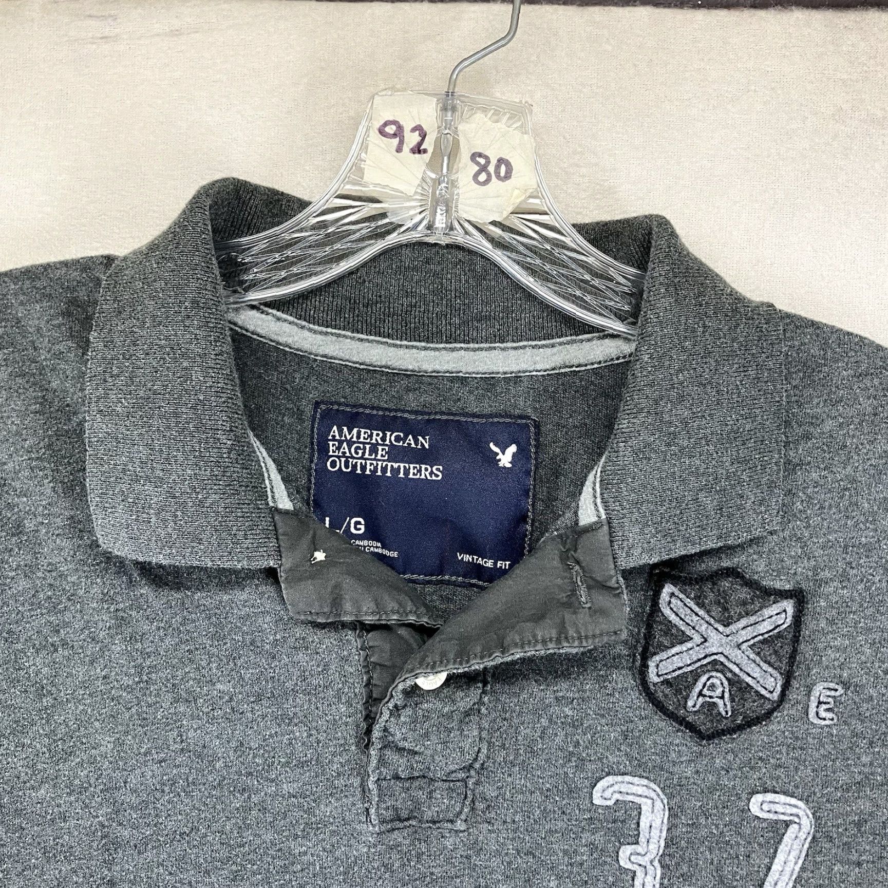 American Eagle Outfitters American Eagle Outfitters Polo Adult Large Gray Embroidered Logo Cotton Short Sleeve Classic Fit 31in 42in Chest USA Preppy Mens Size US L / EU 52-54 / 3 - 7 Thumbnail