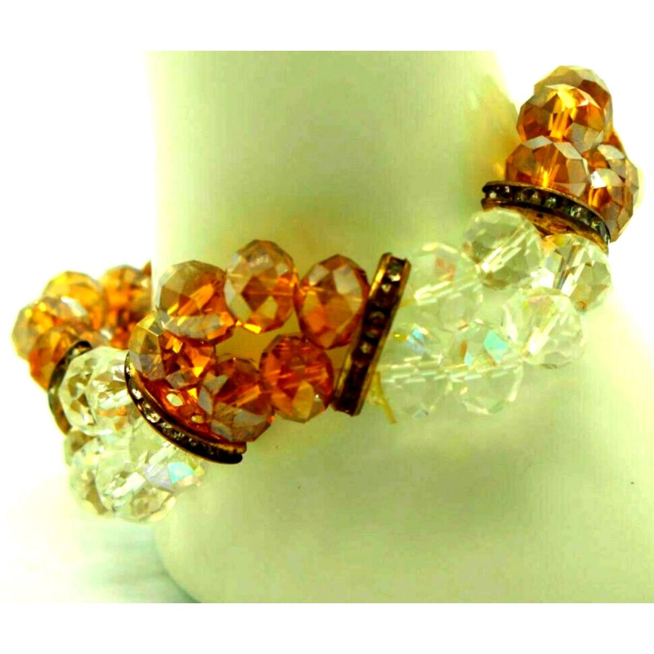 Other White & Golden Crystal Stretch Bracelet with Rhinestone Bars Size ONE SIZE - 1 Thumbnail