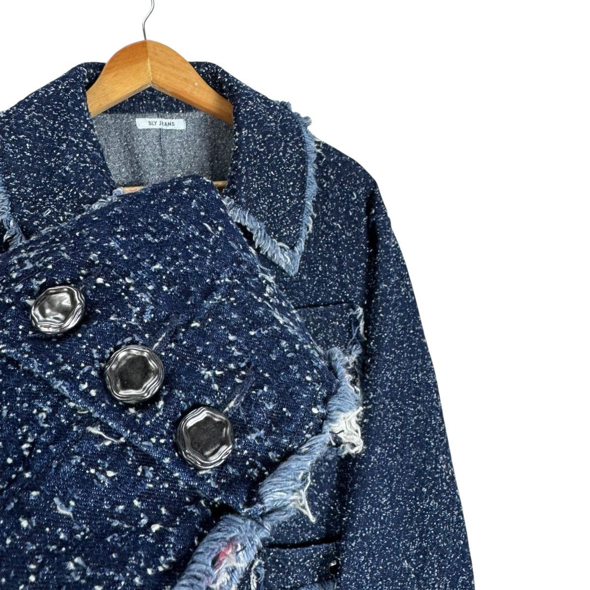 SLY ☀️SLY JEANS STYLE DISTRESS TWEED JACKET LIKE CHANEL Size L / US 10 / IT 46 - 6 Thumbnail