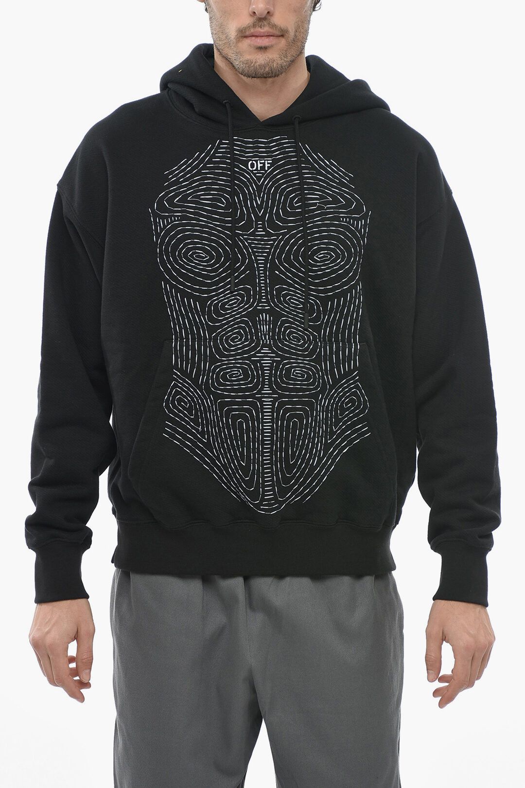 image of Off White Og1Mm0424 Brushed Cotton Hoodie In Black, Men's (Size Small)