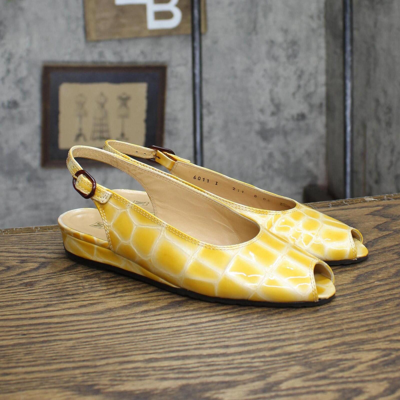 Bruno Magli Bruno Magli Womens Leather Low Wedge Strap Sandals Yellow 6B Size US 6 / IT 36 - 1 Thumbnail