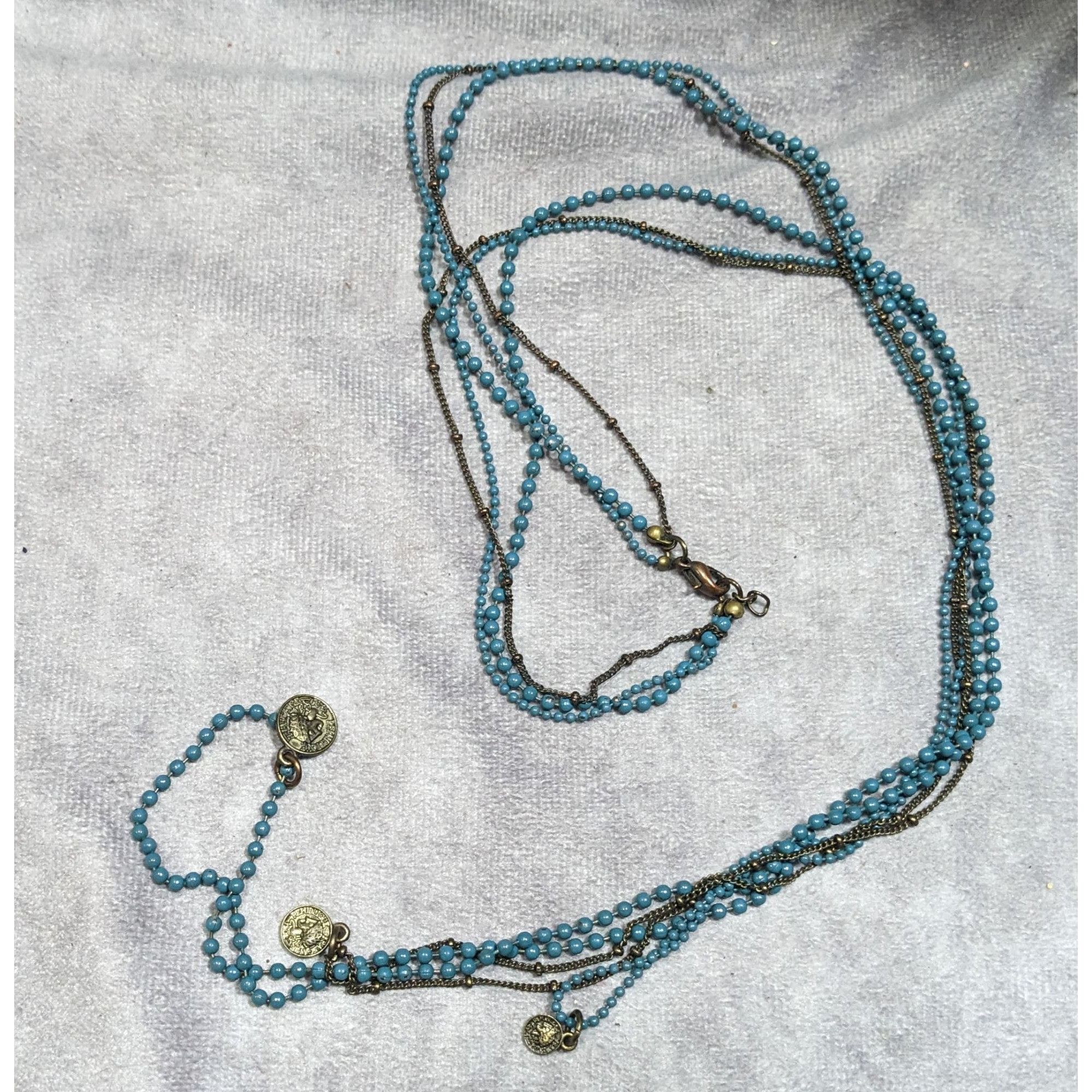 Other Bohemian Layered Mini Medallion Charm Blue And Gold Tone Nec Size ONE SIZE - 6 Thumbnail