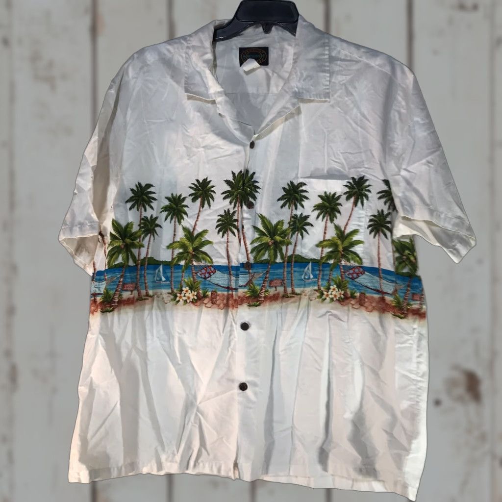 Vintage Hawaiian Reserve Button-Up Shirt Mens 3XL White Tropical Beach Scene Casual Size US XXL / EU 58 / 5 - 1 Thumbnail