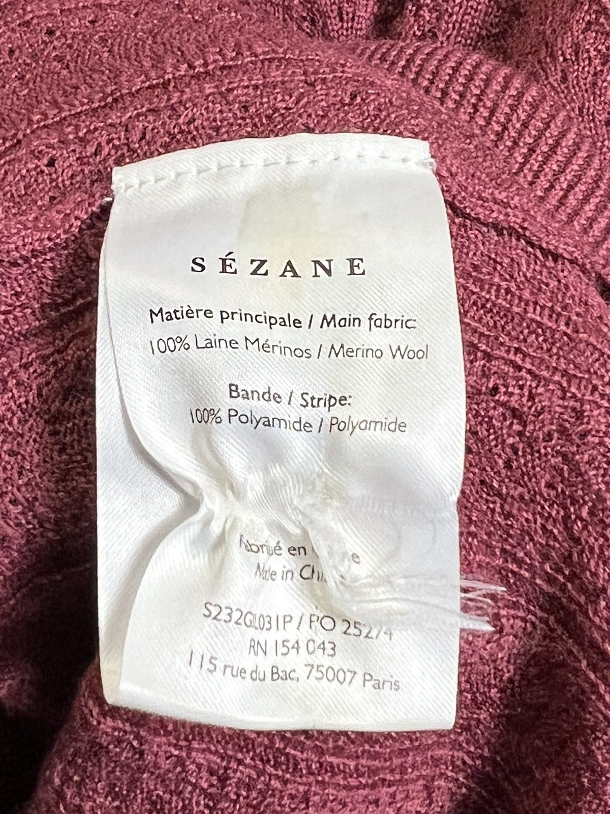 Sezane Sezane Paris Rosewood Merino Wool Blend Knitted Cardigan Size L / US 10 / IT 46 - 11 Thumbnail