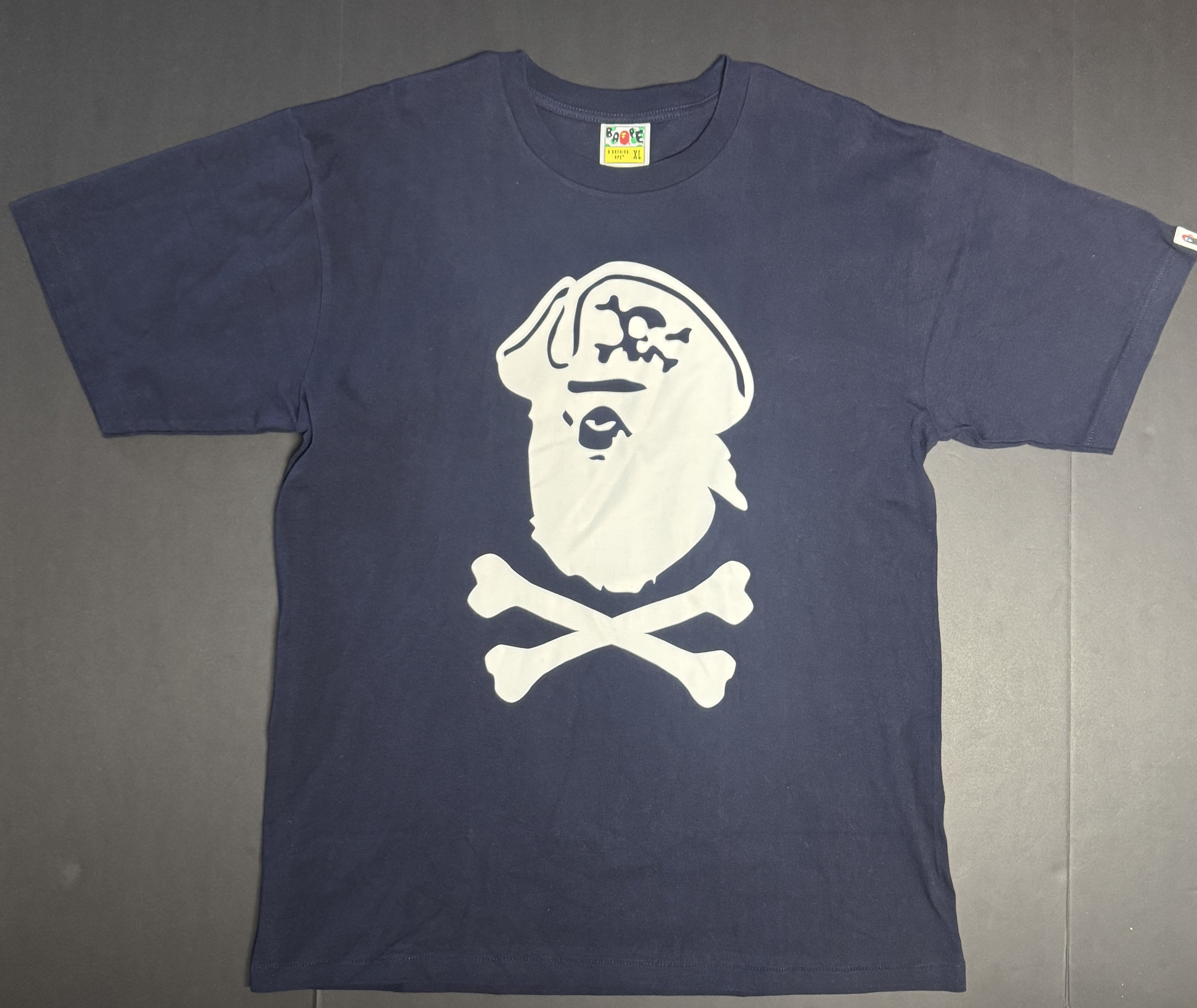 Bape BAPE Ape Crossbones College Tee Navy Size US XL / EU 56 / 4 - 1 Thumbnail