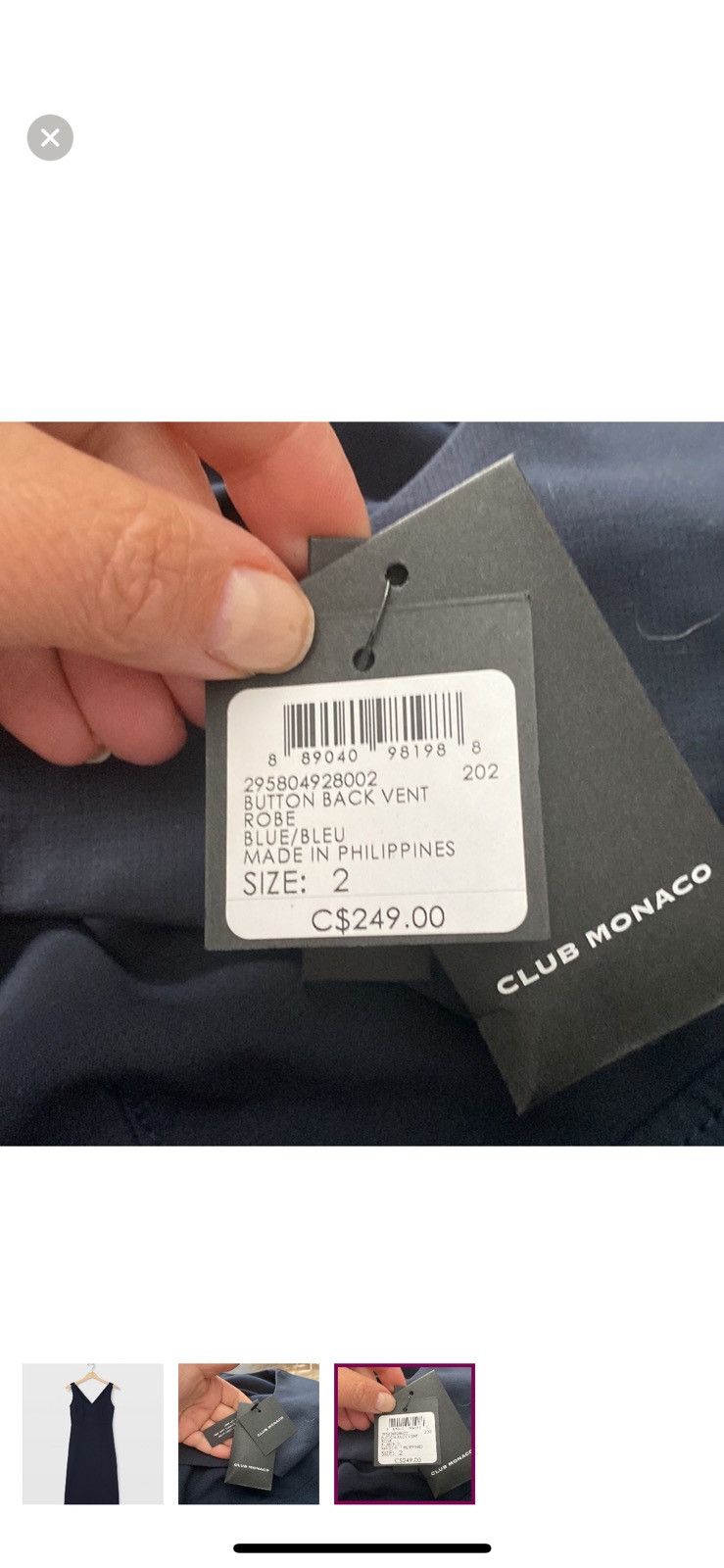 Club Monaco Button Back Vent Dress by NWT, Club Monaco Size XS / US 0-2 / IT 36-38 - 3 Thumbnail
