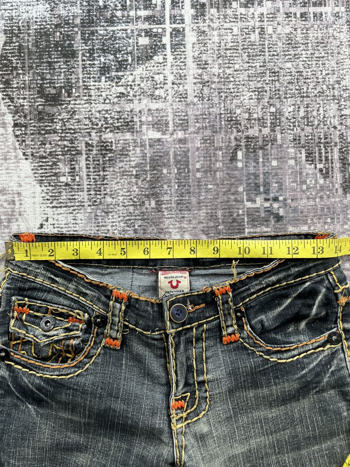 True Religion TRUE RELIGION RICKY SUPER QT ORANGE YELLOW DOUBLE STITCH Size US 28 / EU 44 - 10 Thumbnail