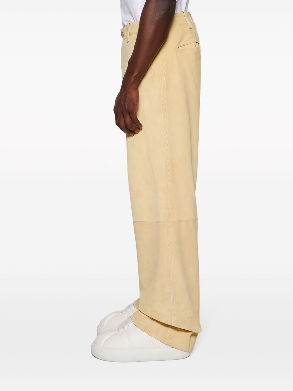 Marni oc11z0525 Wide-Leg Suede Trousers in Beige Size US 32 / EU 48 - 3 Thumbnail