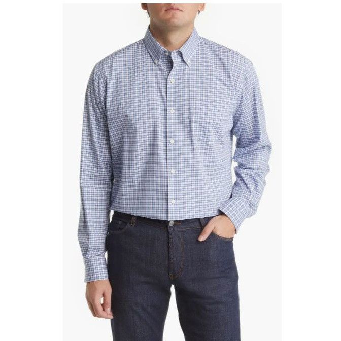 Peter Millar Peter Millar Blue Water Cotton Button-Down Sport Shirt NWT - Size US S / EU 44-46 / 1 - 1 Thumbnail