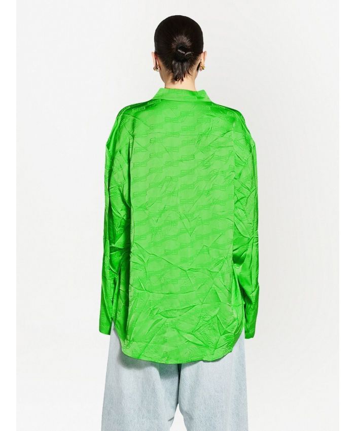 Balenciaga o1la1rc1a1024 BB Monogram Minimal Shirt in Apple Green Size XS / US 0-2 / IT 36-38 - 4 Thumbnail
