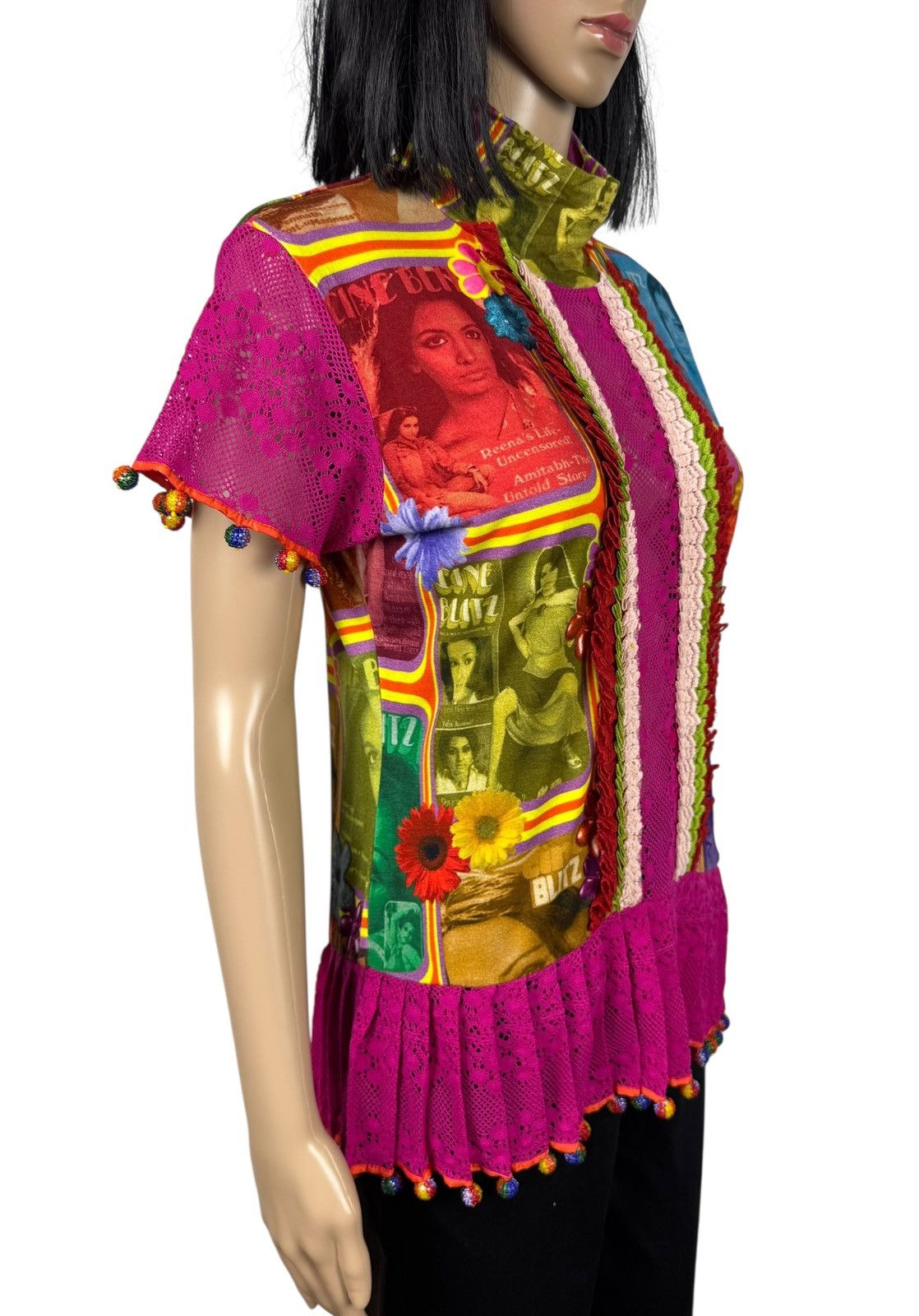 Manish Arora Manish Arora Blouse Pleated Mesh Short Sleeve size XL Size XL / US 12-14 / IT 48-50 - 5 Thumbnail