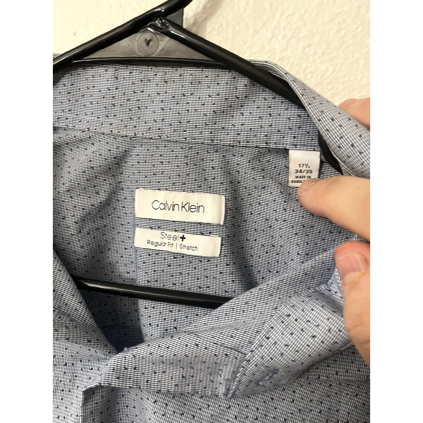 Calvin Klein Calvin Klein Collection Shirt Button-Down Long Sleeve Slim Stretch 17.5 Blue Adult Mens Size US XL / EU 56 / 4 - 3 Thumbnail