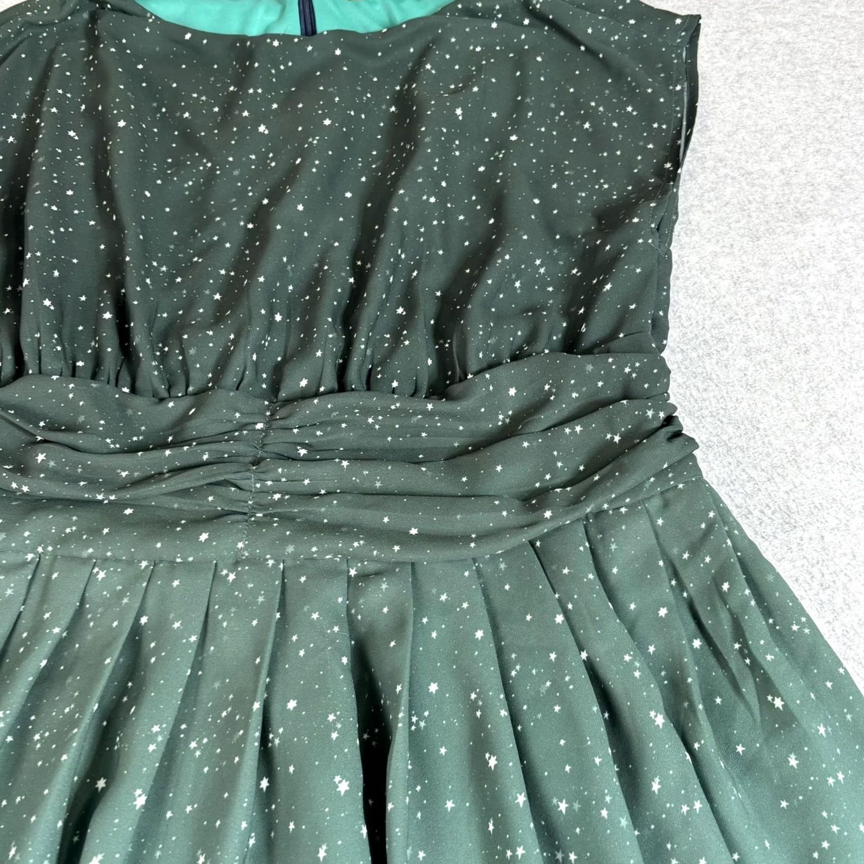Vintage Wayward Fancies Dress Women XL Green Star Ombre Fit Flare Midi Pockets Celestial Size XXL / US 16-18 / IT 52-54 - 7 Thumbnail