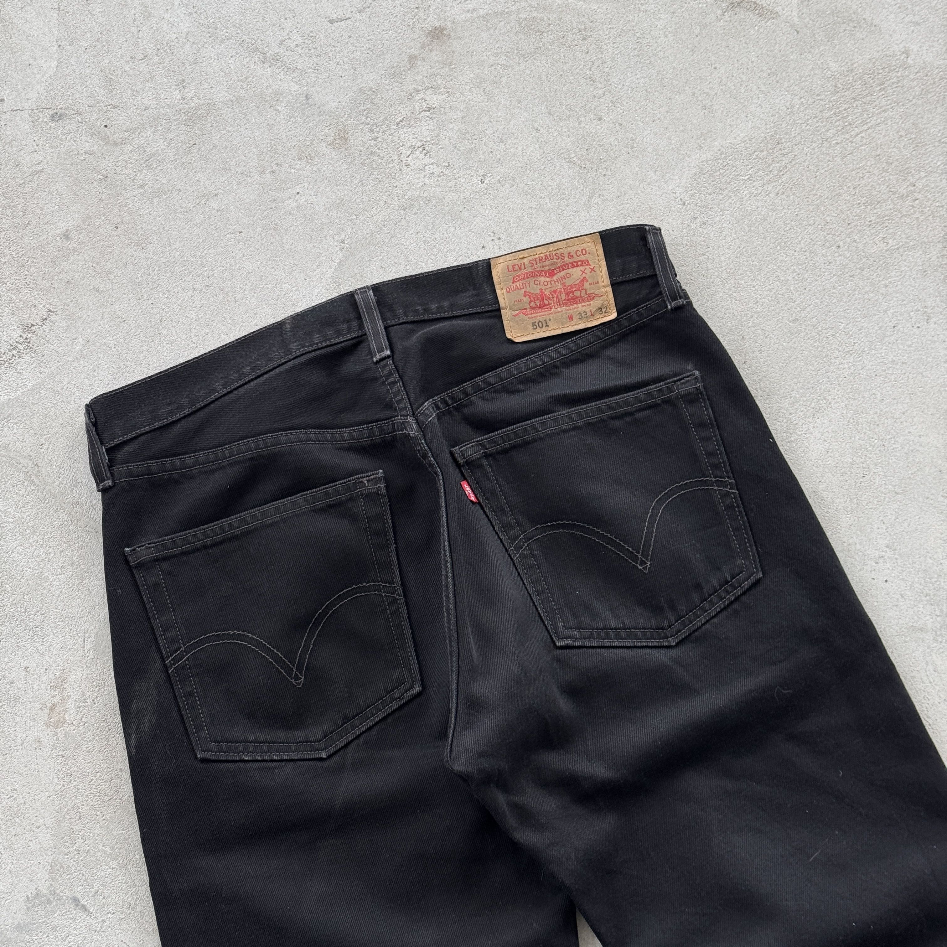 Levi's Levi’s 501 Original Fit Black Denim Jeans 33x32 Size US 33 - 4 Thumbnail