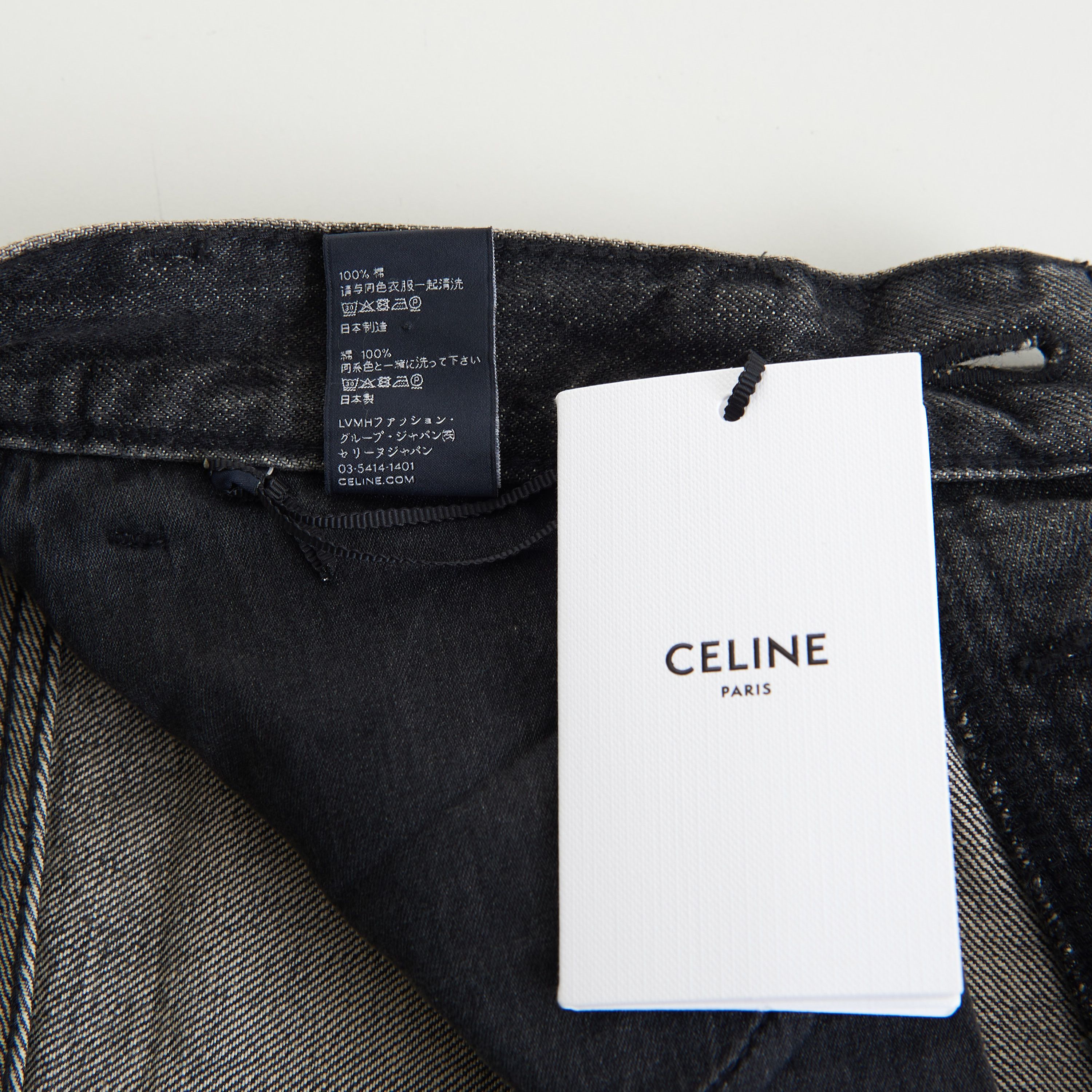 Celine × Hedi Slimane Wesley Jeans - Destroyed Black Paradiso Wash Denim, Low-Rise Size US 34 / EU 50 - 22 Thumbnail