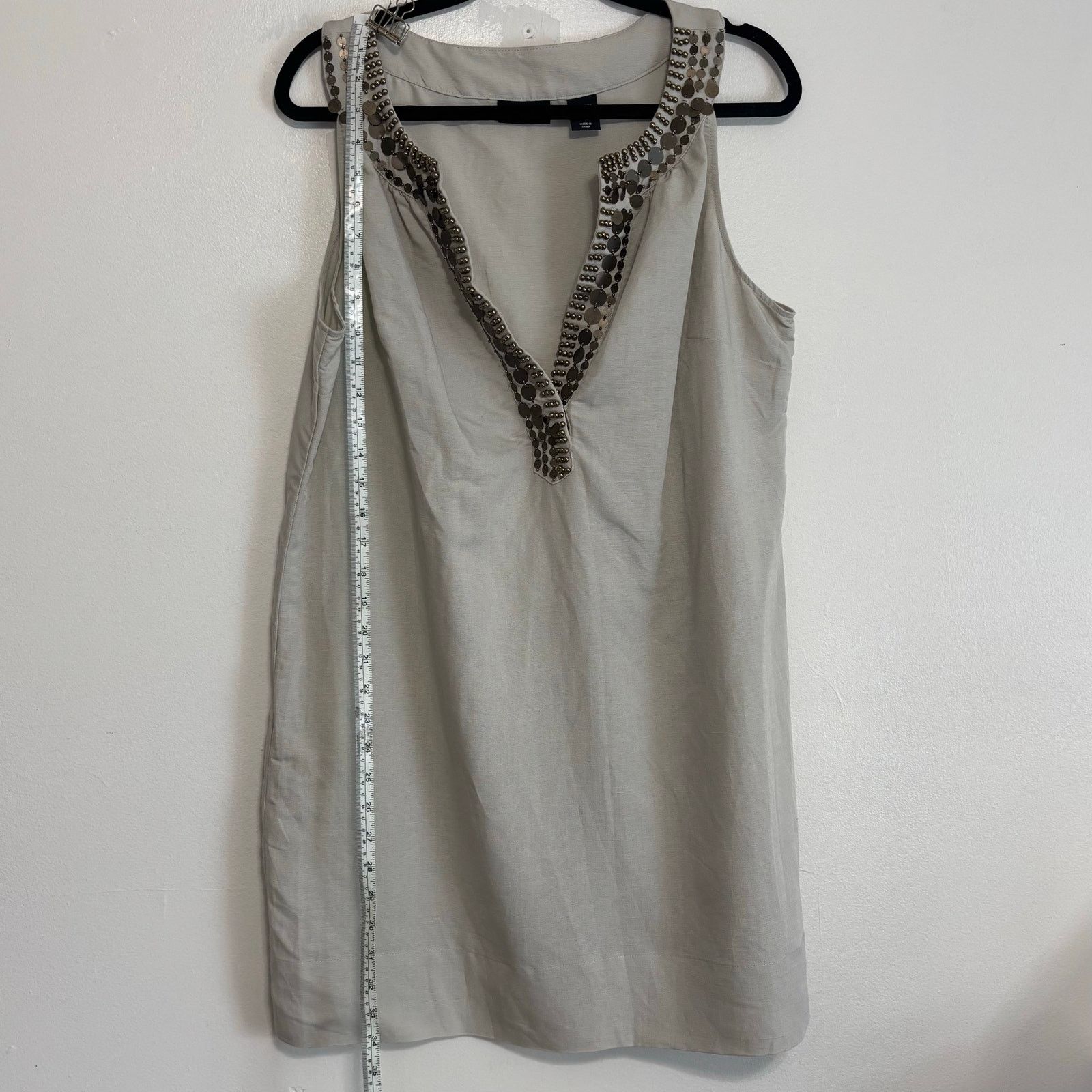Other New York & Company Gray Linen Blend Shift Dress Beaded XL Size XL / US 12-14 / IT 48-50 - 3 Thumbnail
