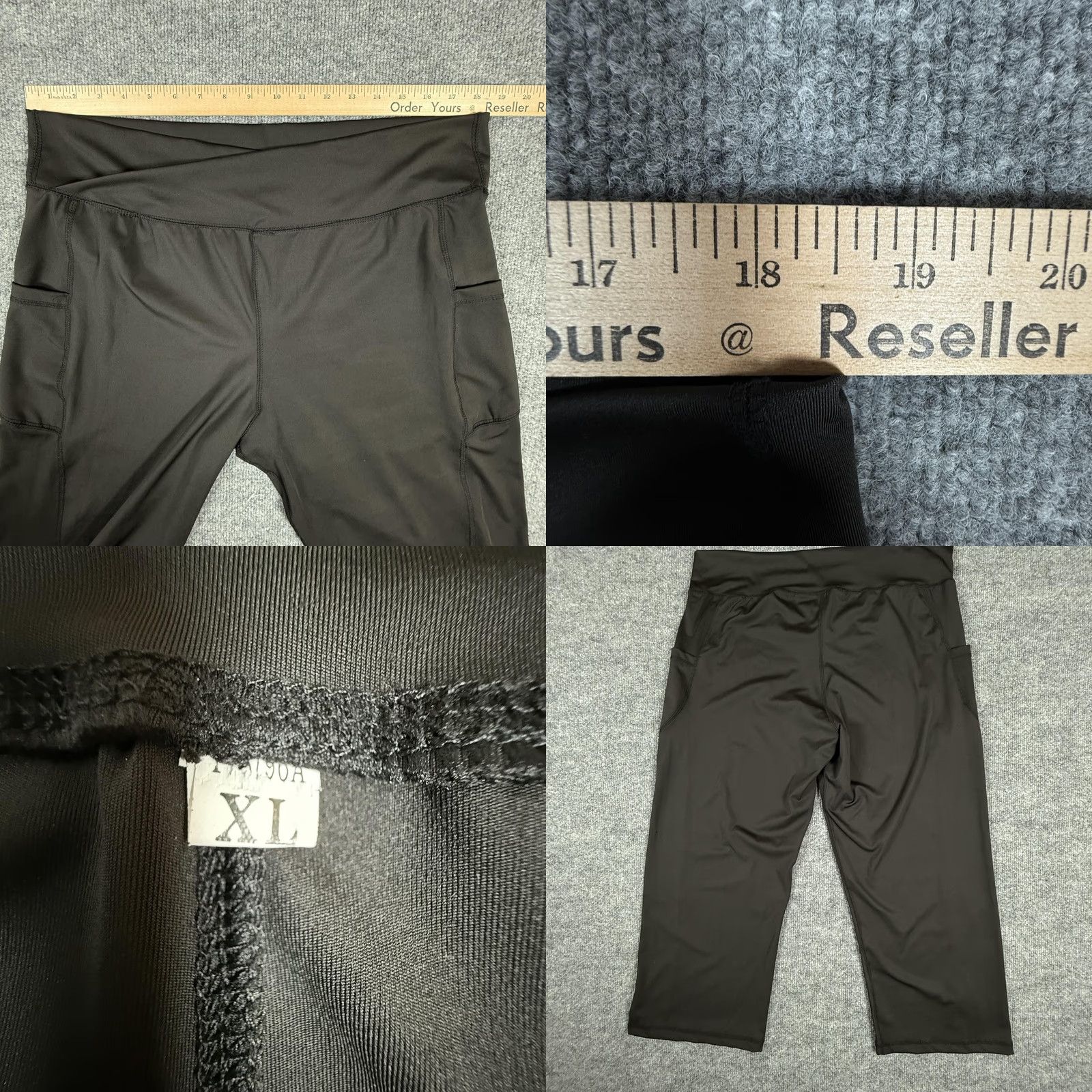 Vintage Athletic Pants Womens XL Black Cropped Wide Leg Stretch Yoga Pockets Gym Leisure Size 40" / US 18 - 8 Thumbnail
