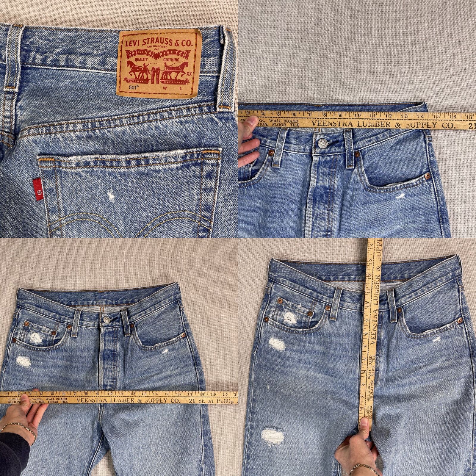 Levi's VINTAGE Levi's 501 Jeans Women's 29x25 Denim Distressed Straight 5-Pocket Logo City 90s Mens Size 29" - 9 Thumbnail