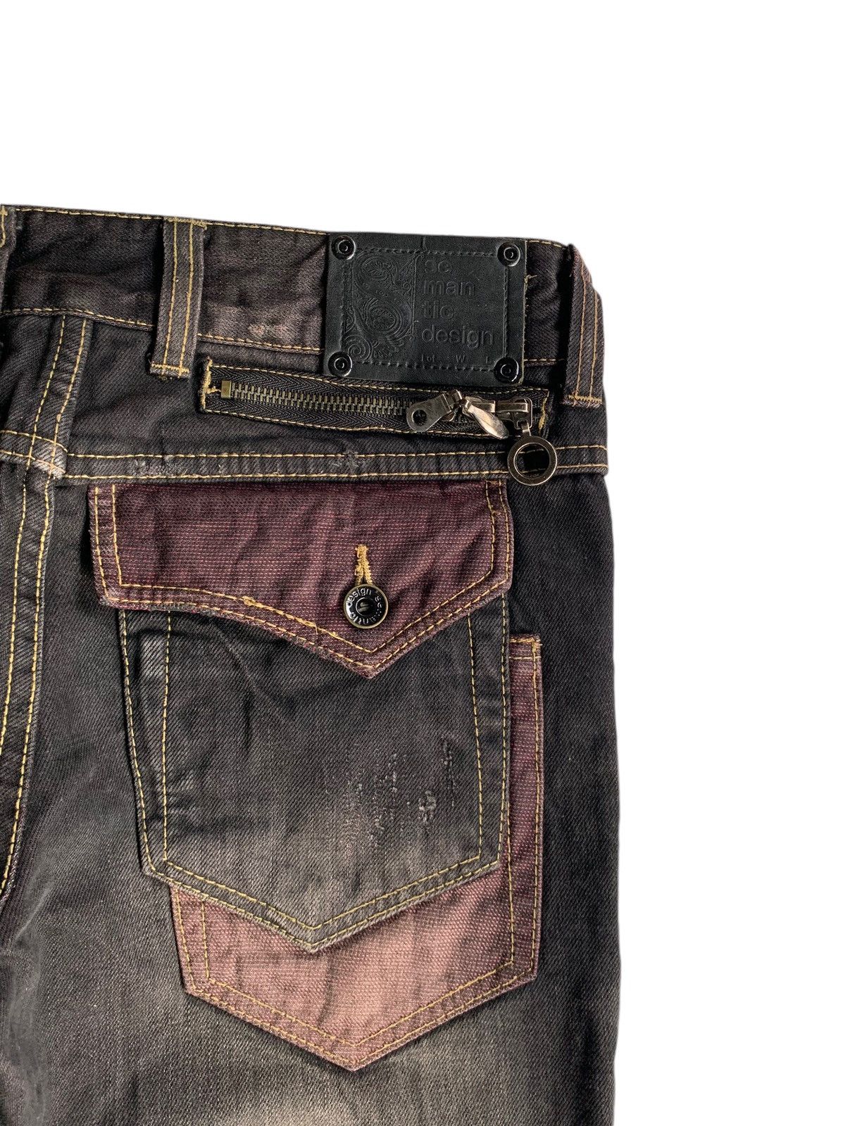 semanticdesign FLARE💥 SEMANTIC DESIGN PUNK STYLE MUDMAX DISTRESSED DENIM🎌☠️ Size US 31 - 14 Thumbnail