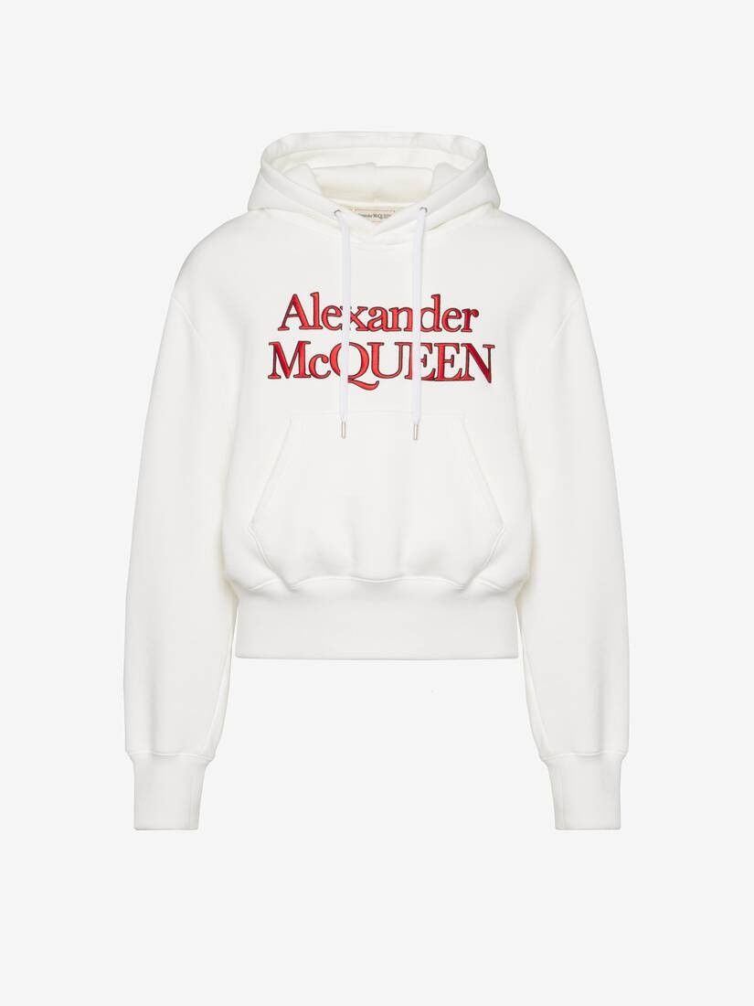 Alexander McQueen o1srvl11e0226 Embroidered Logo Hooded Sweatshirt Optic White Size US S / EU 44-46 / 1 - 1 Thumbnail