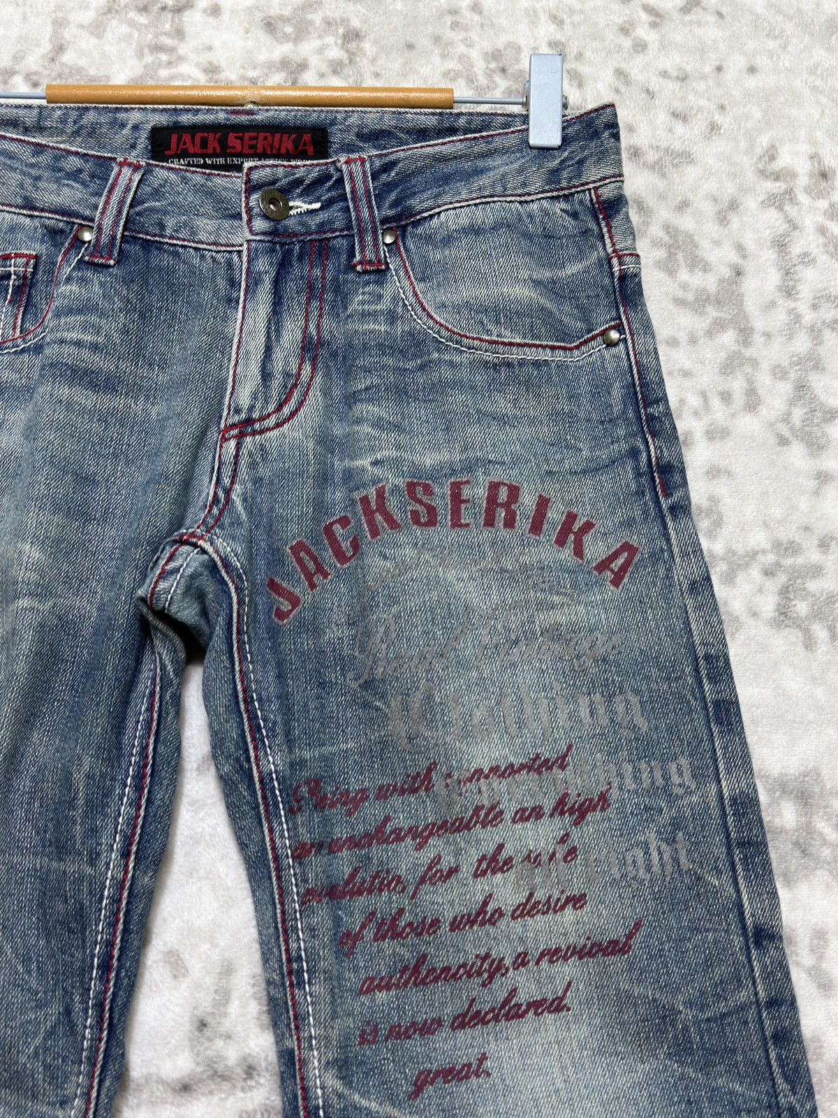 Hysteric Glamour Jack Serika Poem Print Denim Crack Wash Visual Kei Archive Size US 29 - 5 Thumbnail