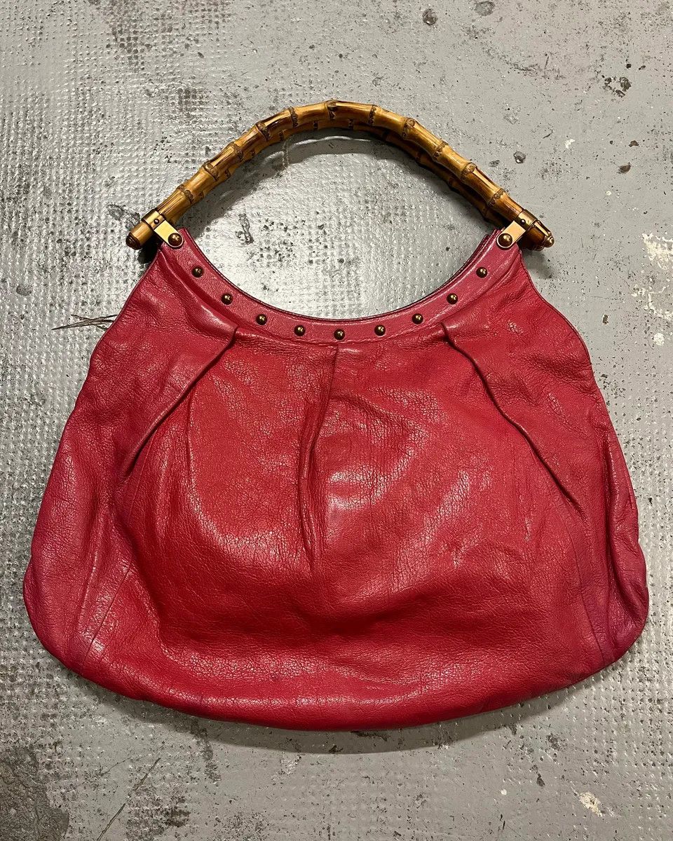 Gucci Gucci Pink Leather Bamboo Handle Shoulder Bag Size ONE SIZE - 1 Thumbnail