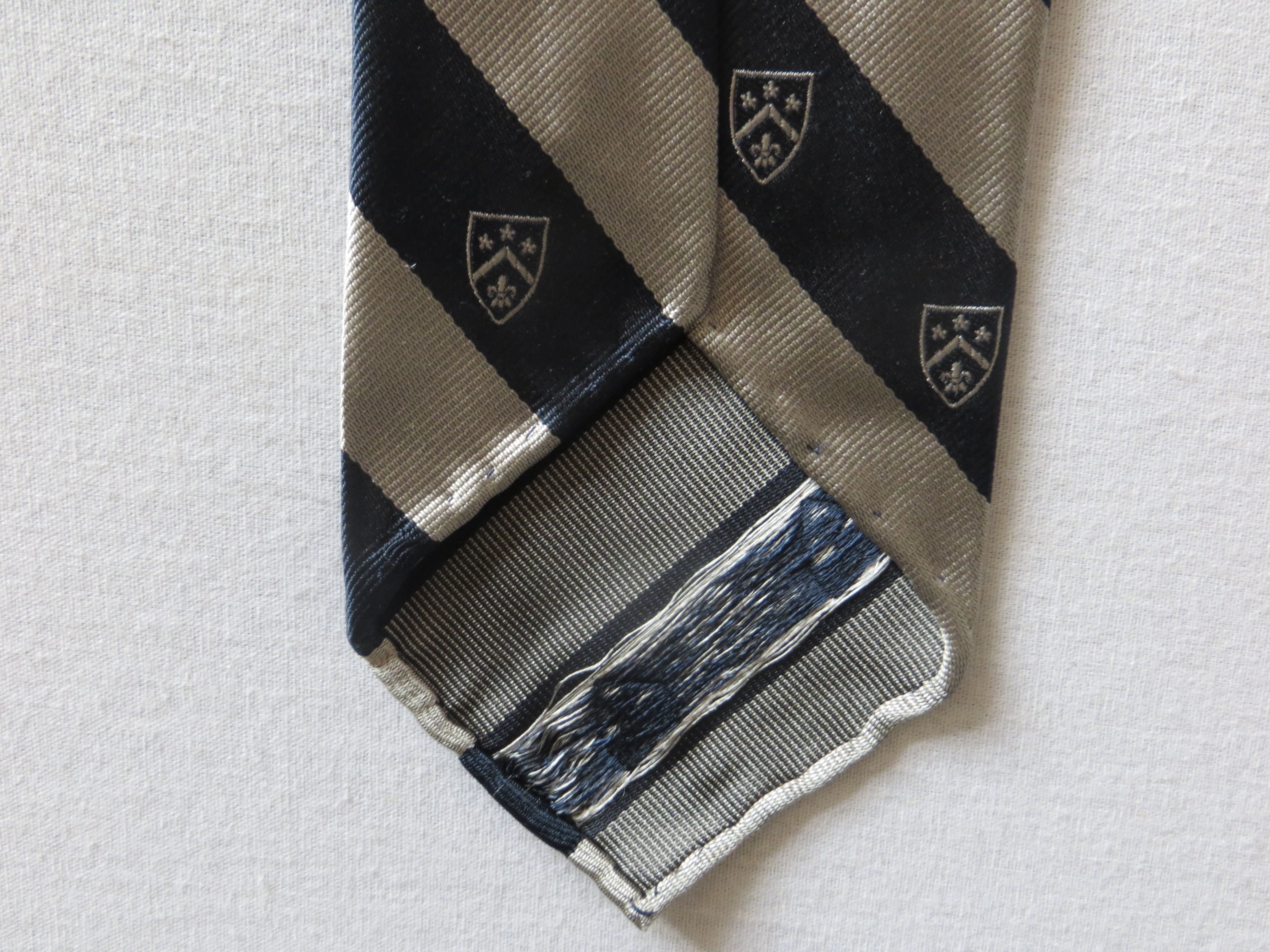 Drake's SHEILD & STRIPE RAW EDGE TIE Size ONE SIZE - 3 Thumbnail